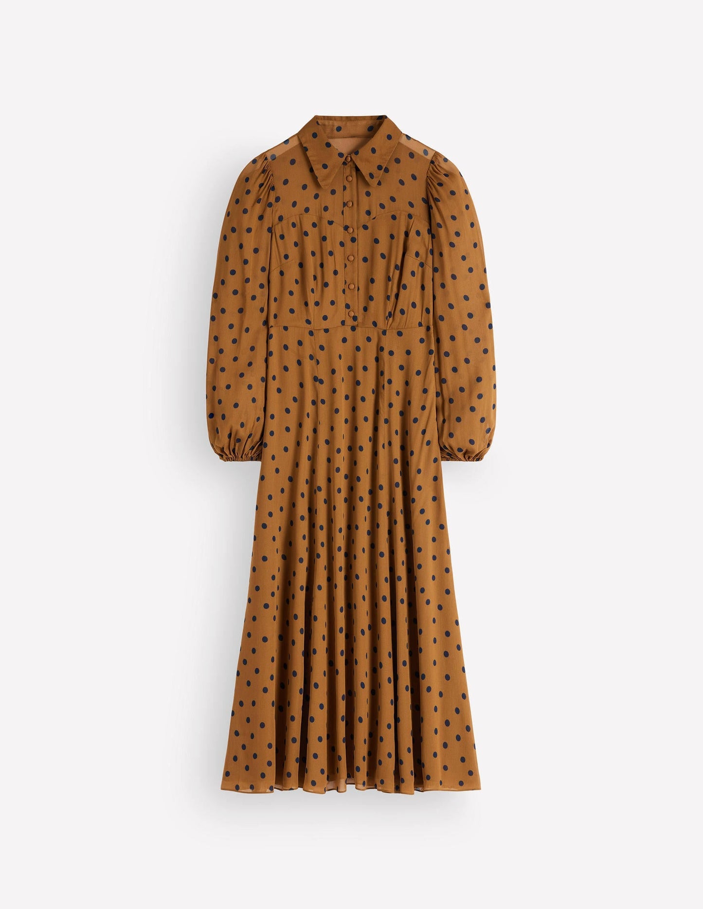 Sheer Yoke Shirt Dress-Rubber and Navy, Painted Dot