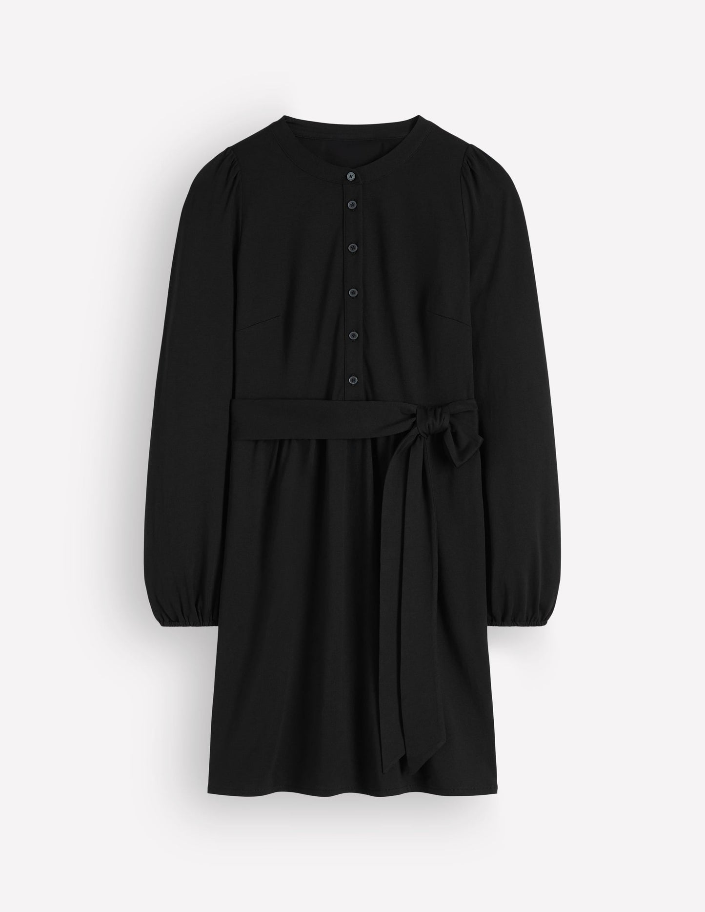 Adele Belted Jersey Dress-Black