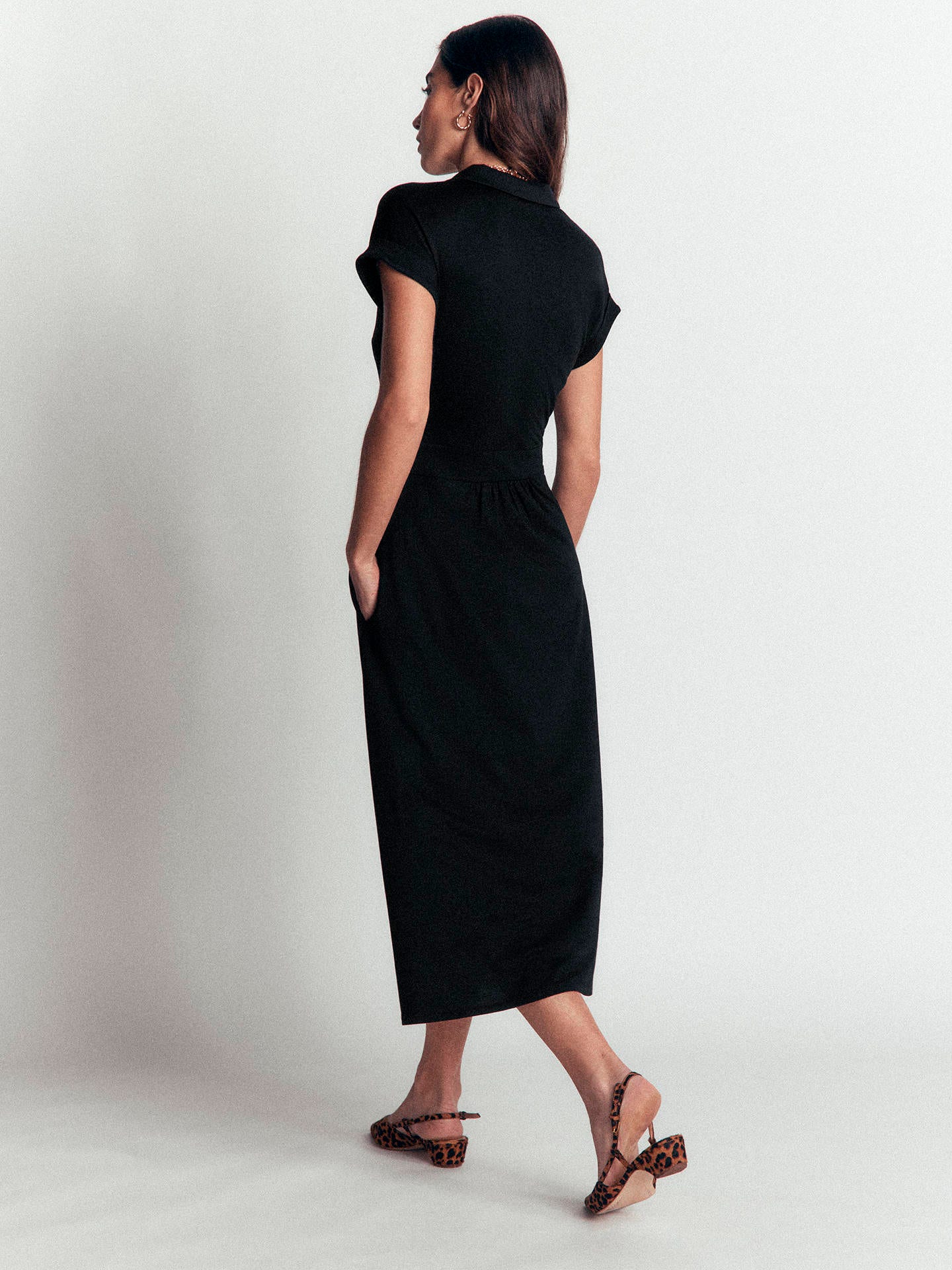 Fae Jersey Shirt Dress-Black