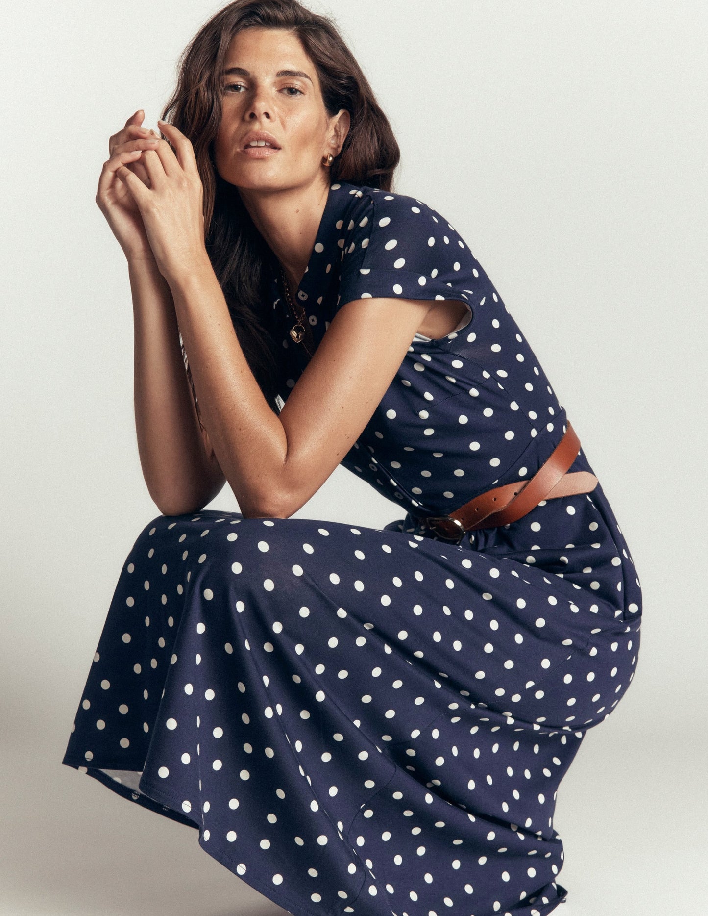 Fae Jersey Shirt Dress-French Navy, Boden Dot Spaced