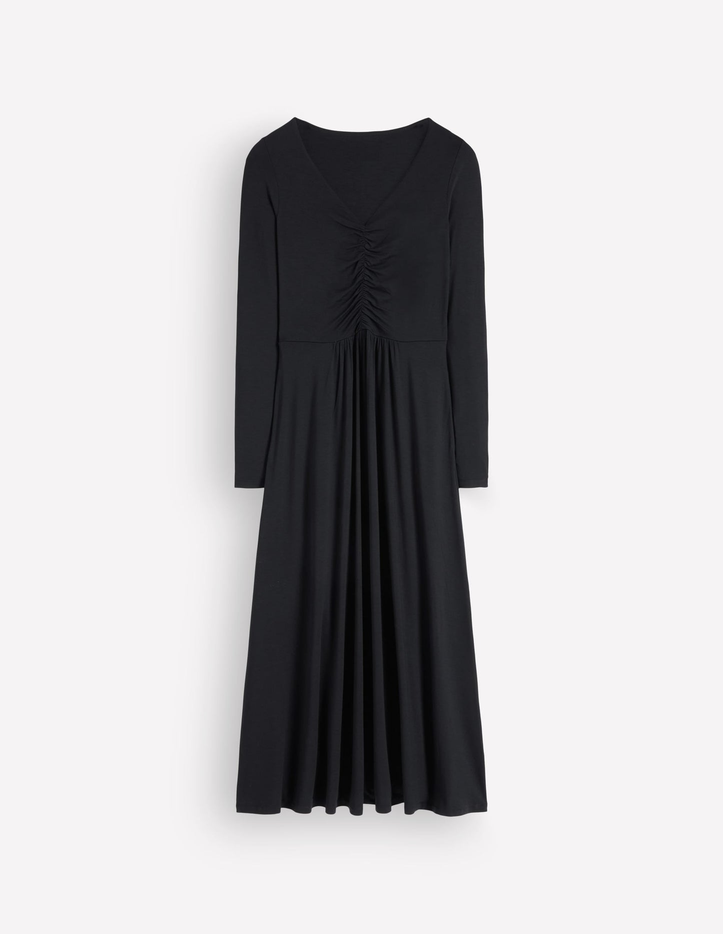 Jasmine Ruched Jersey Dress-Black