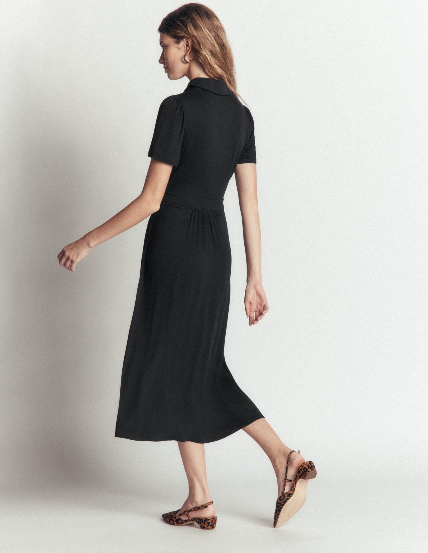 Heidi Jersey Midi Tea Dress-Black