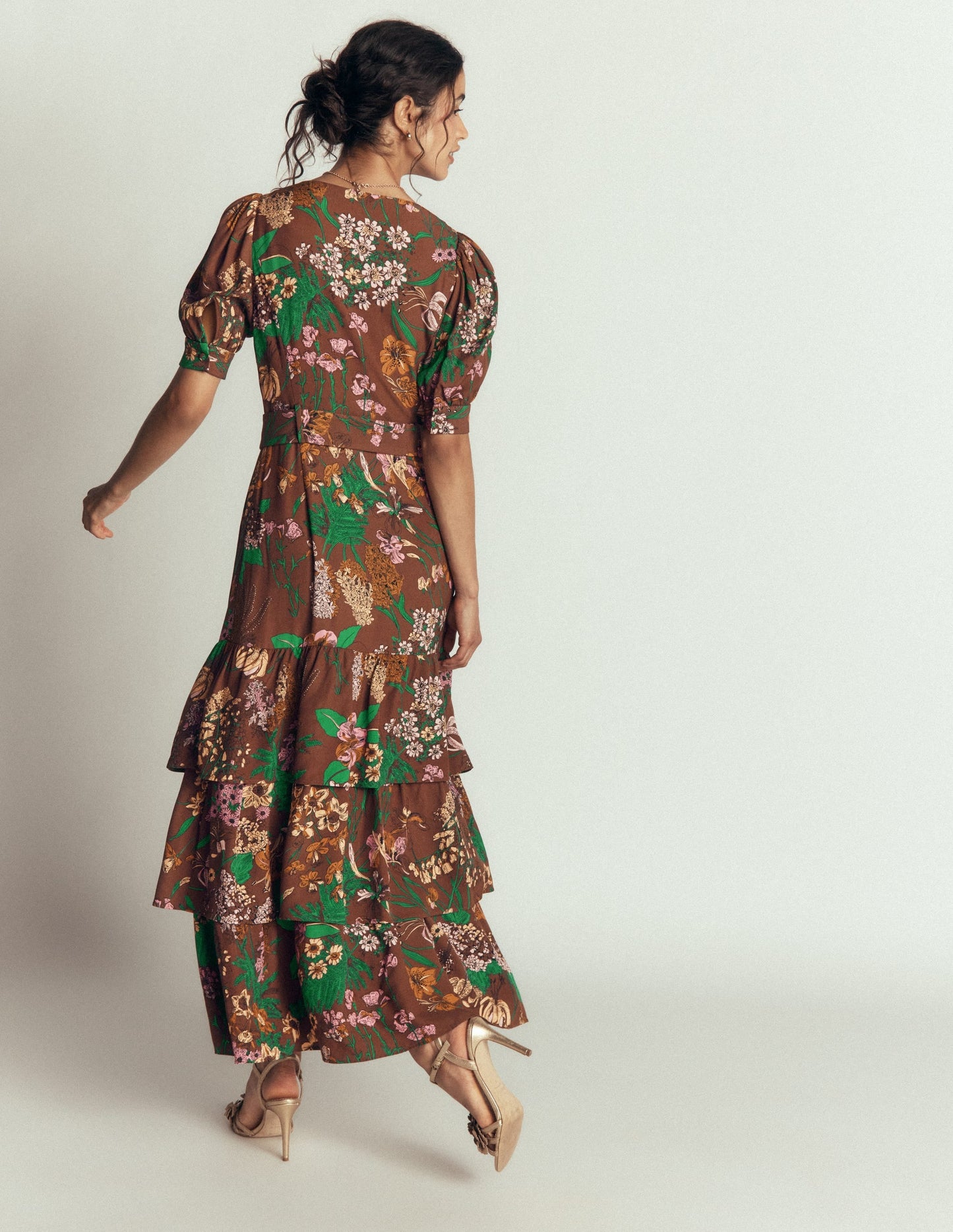 V Neck Layered Dress-Woodland, Whimsical Flora