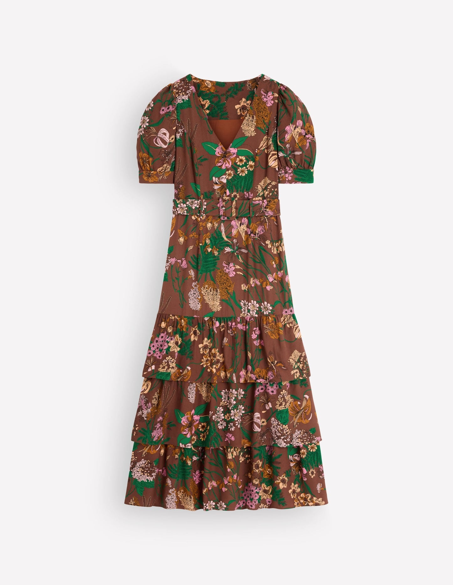 V Neck Layered Dress-Woodland, Whimsical Flora
