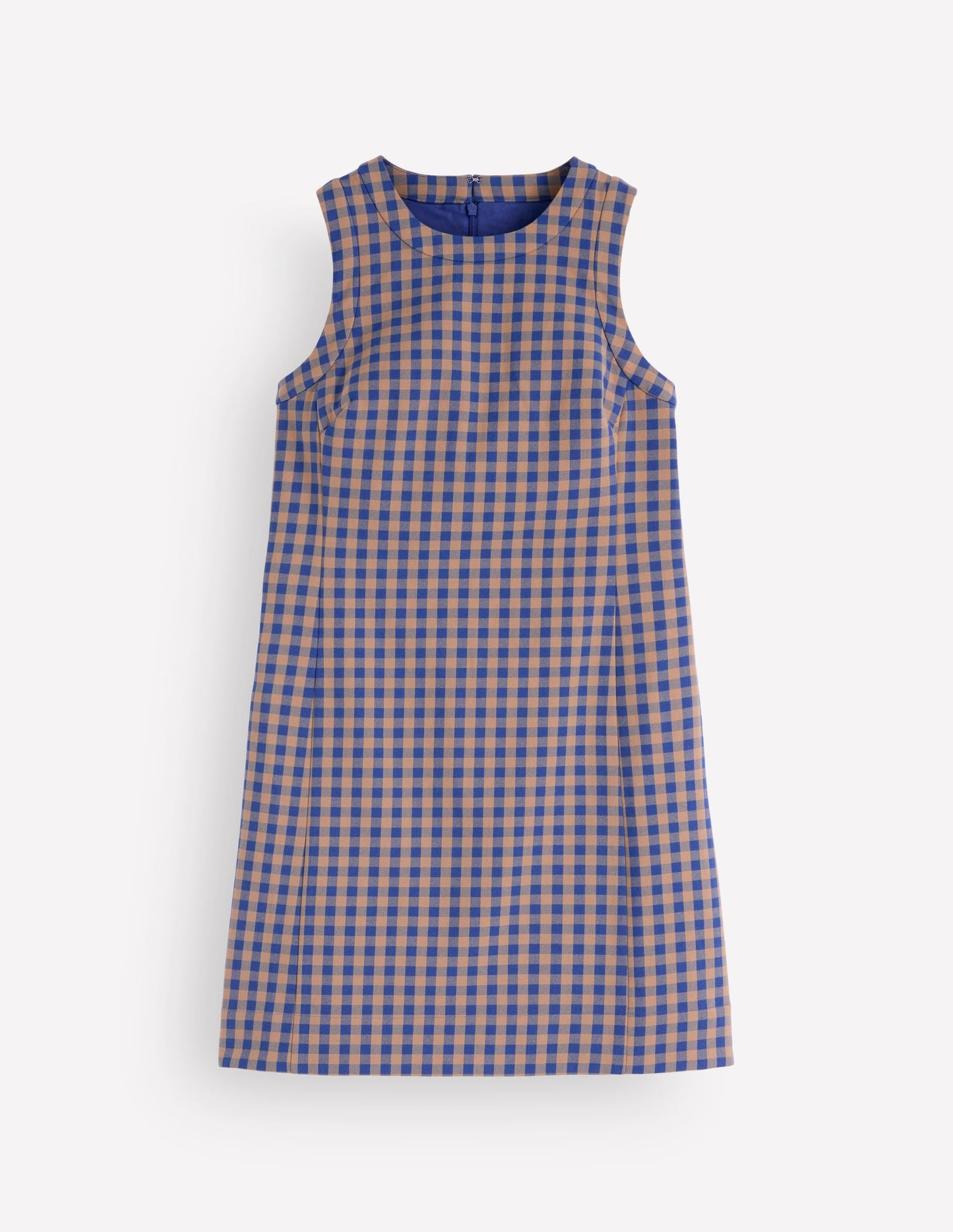 Lou Check Shift Dress-Camel, Blue Gingham