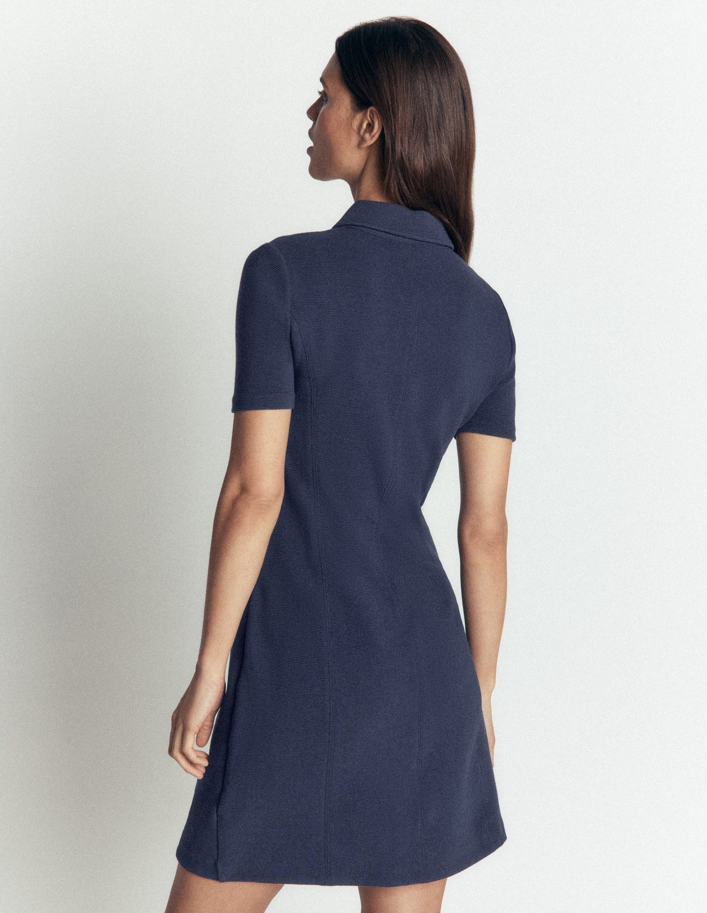 Nia Short Sleeve Ottoman Dress-Navy