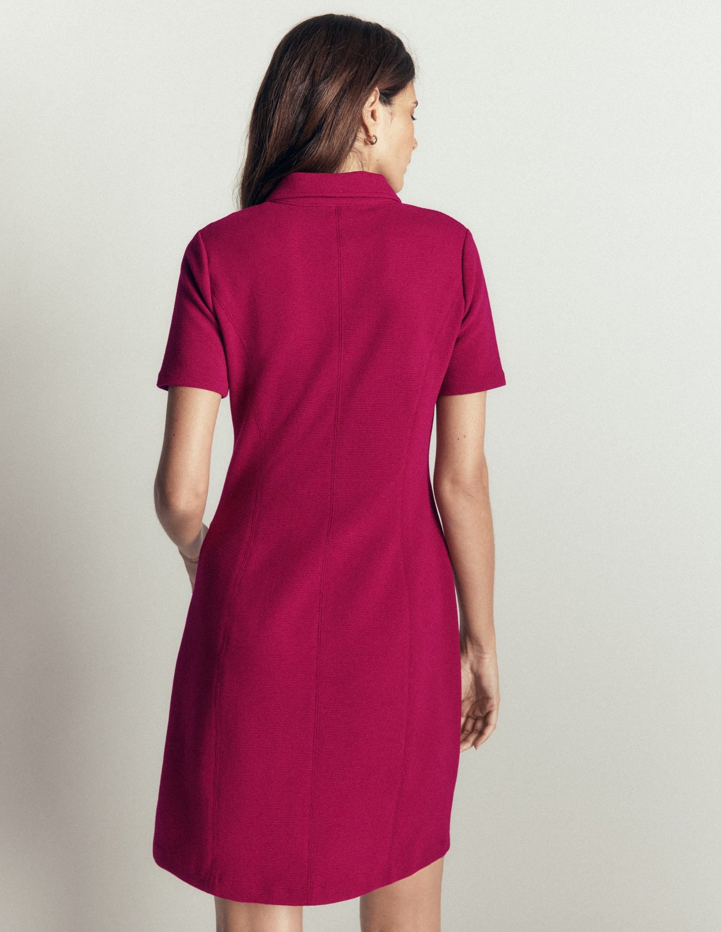 Nia Short Sleeve Ottoman Dress-Beetroot Red