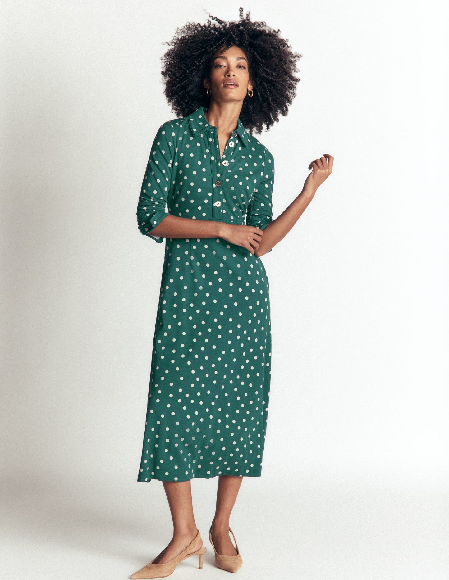 Etta Piping Detail Ponte Dress-Midnight Teal, Boden Spot