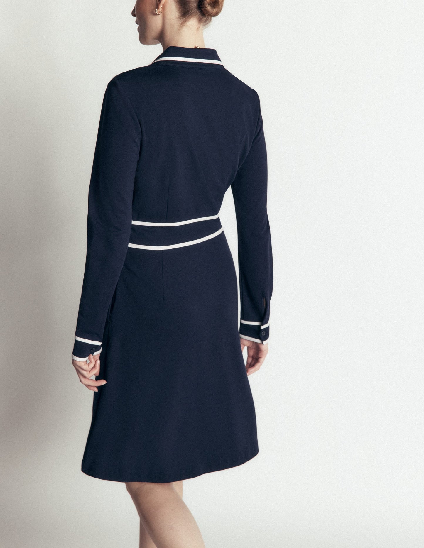 Ula Ponte Short Dress-Navy, Ivory