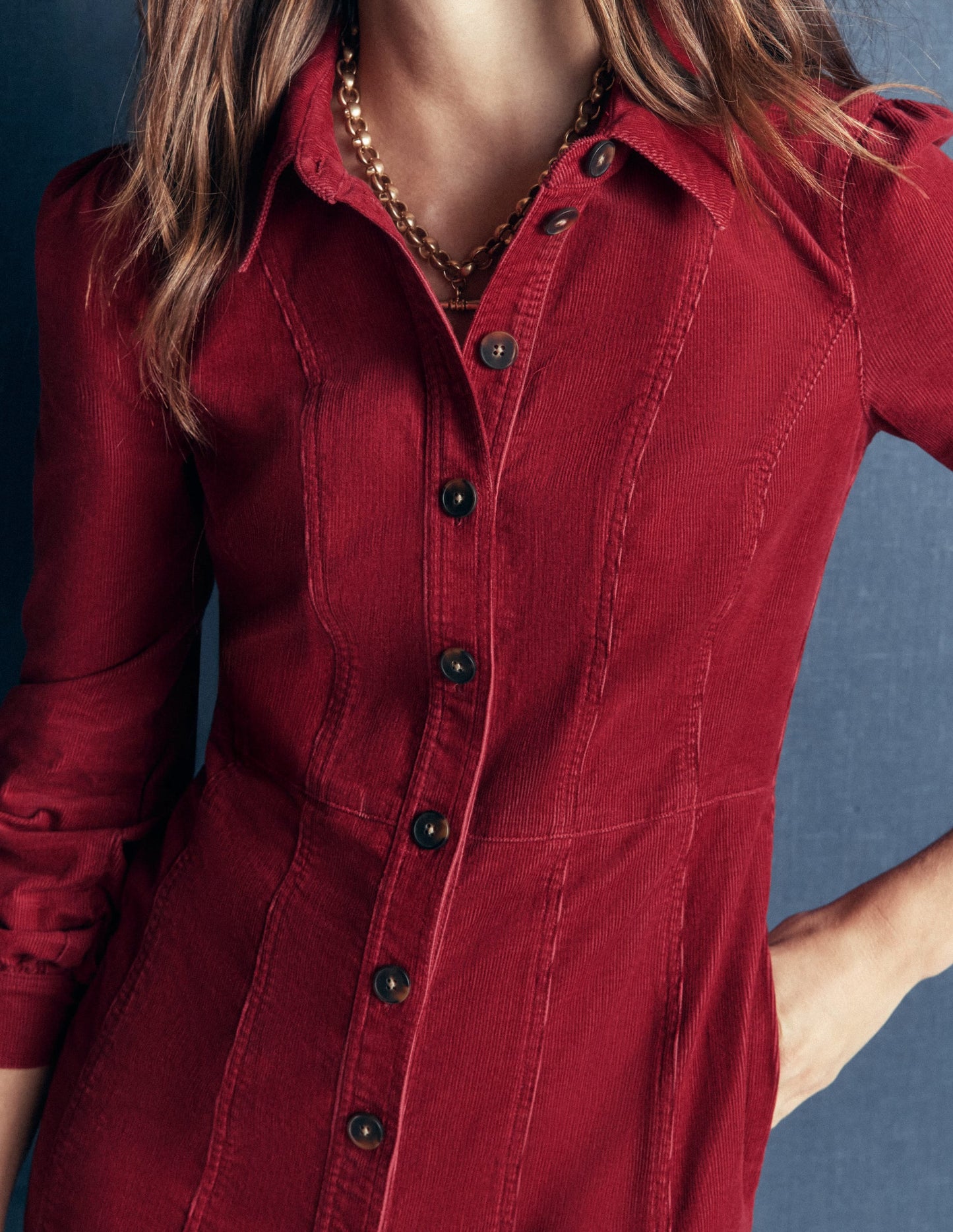 Rhoda Cord Short Dress-Red Earth