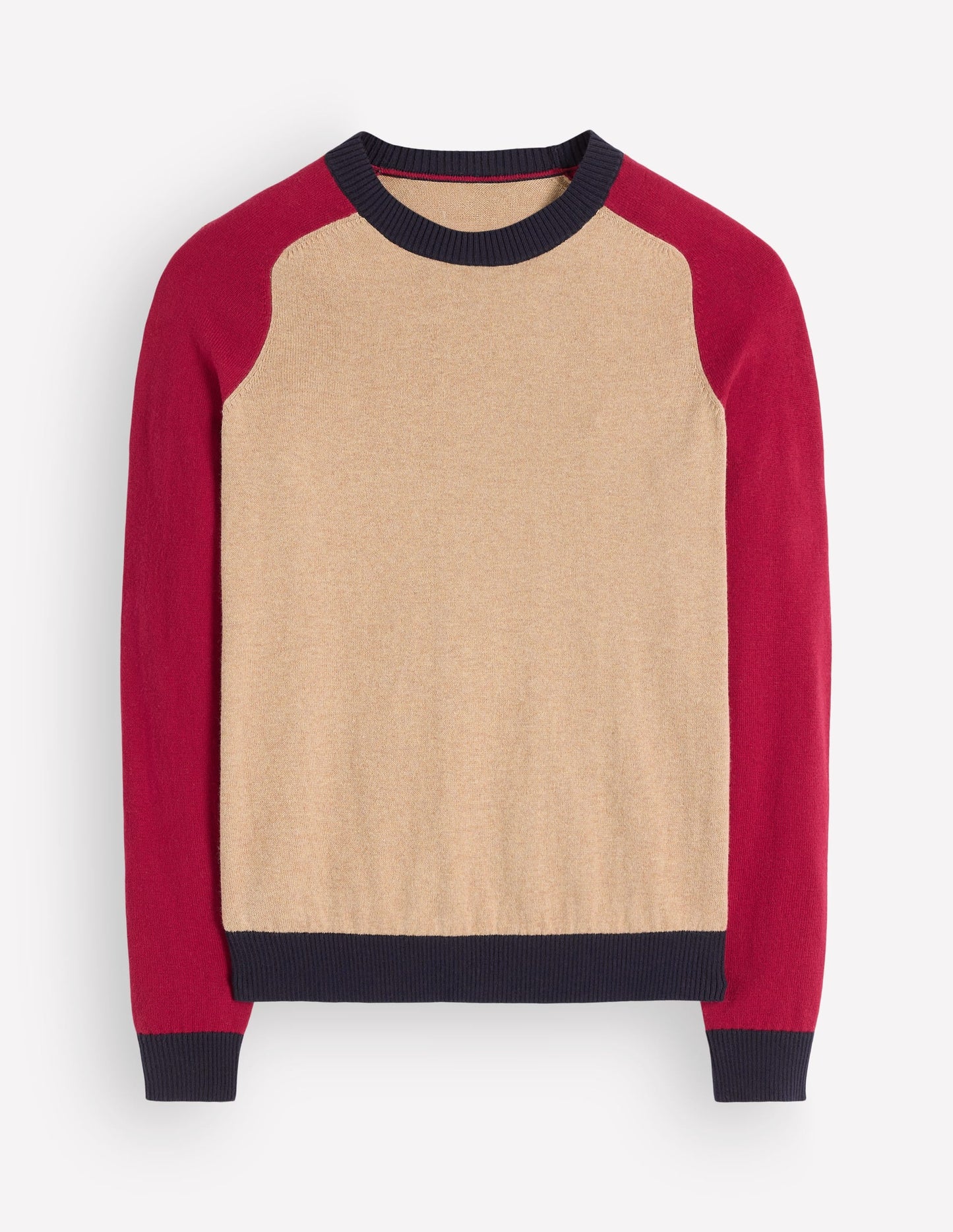 Meg Raglan Sleeve Jumper-Camel melange, red