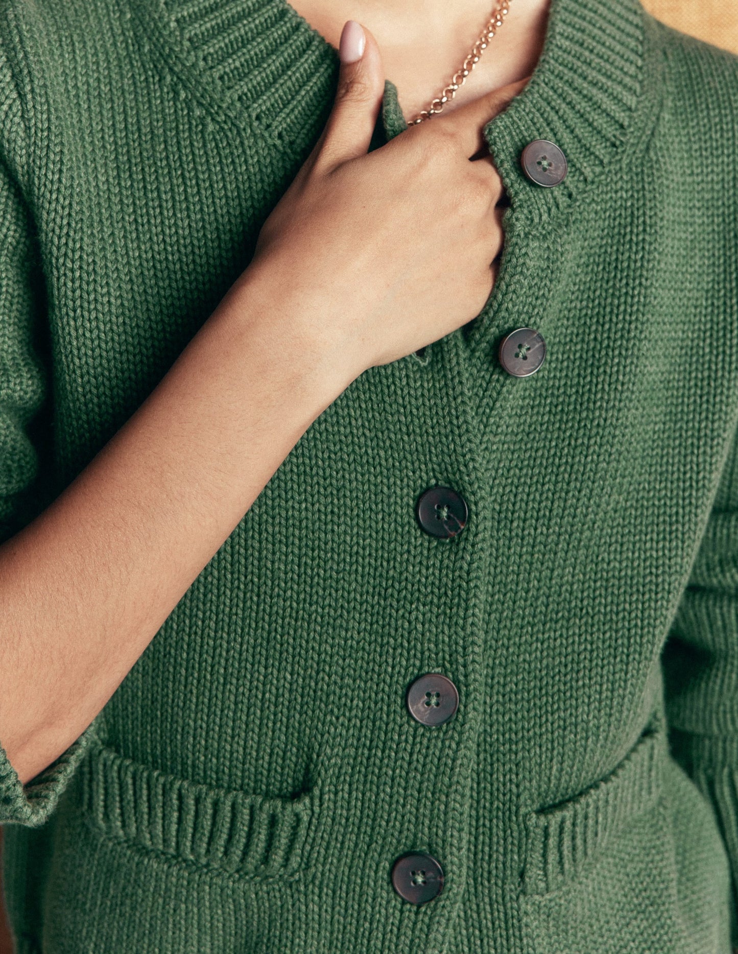 Lucy Chunky Cotton Cardigan-highland green