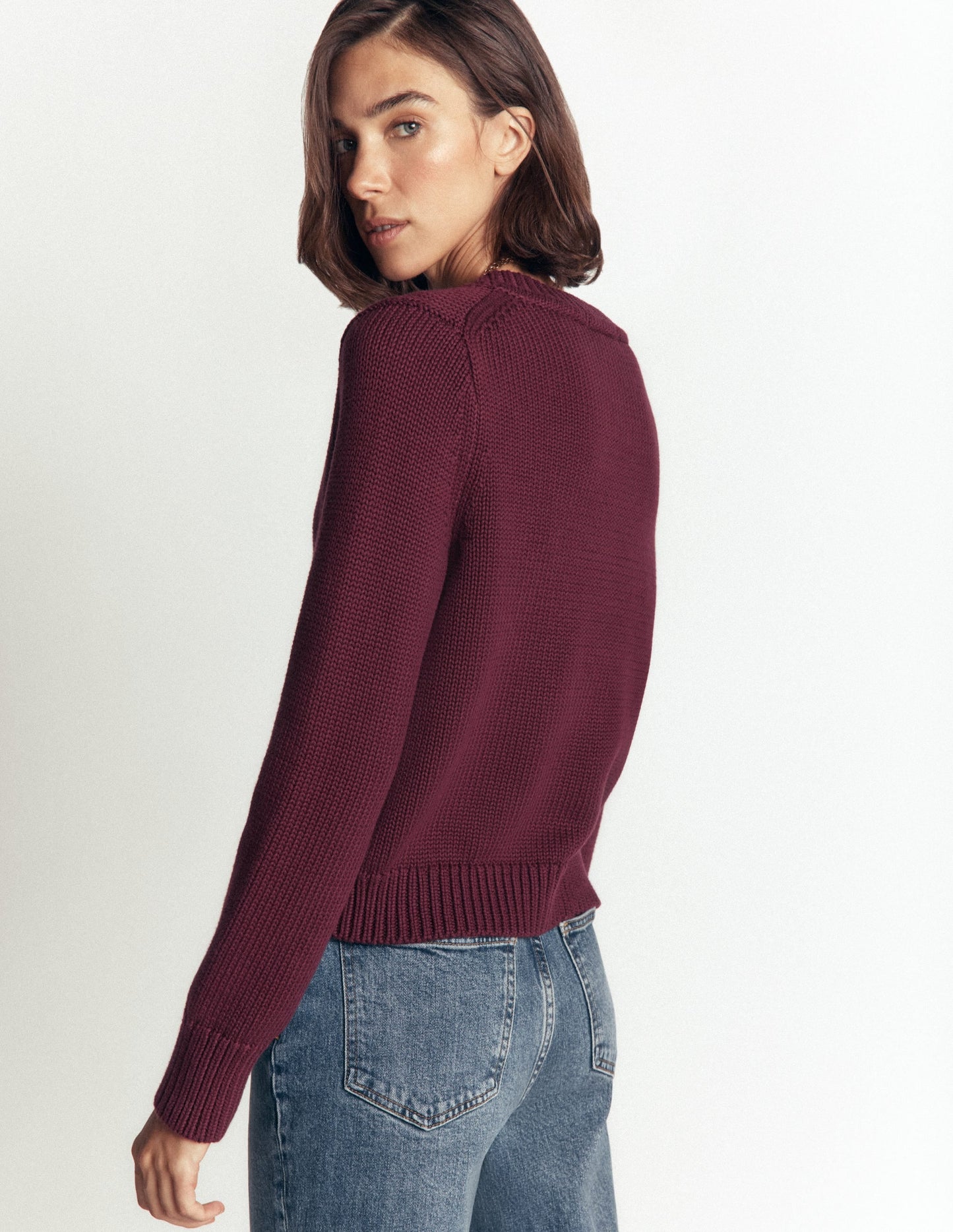 Lucy Chunky Cotton Cardigan-Maroon banner