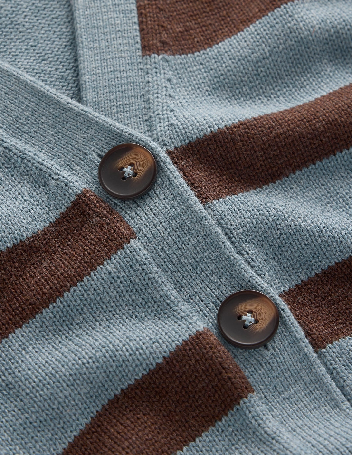 Lucy Relaxed Cotton Cardigan-Pavilion Blue, Brown Stripe