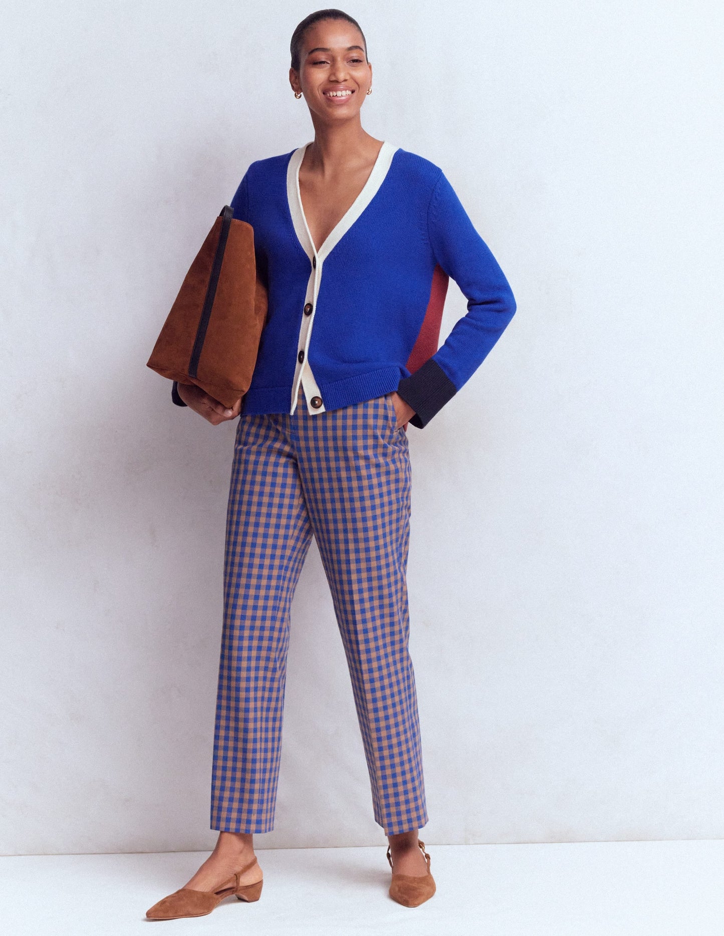 Lucy Relaxed Cotton Cardigan-Bright Blue, Colour Block
