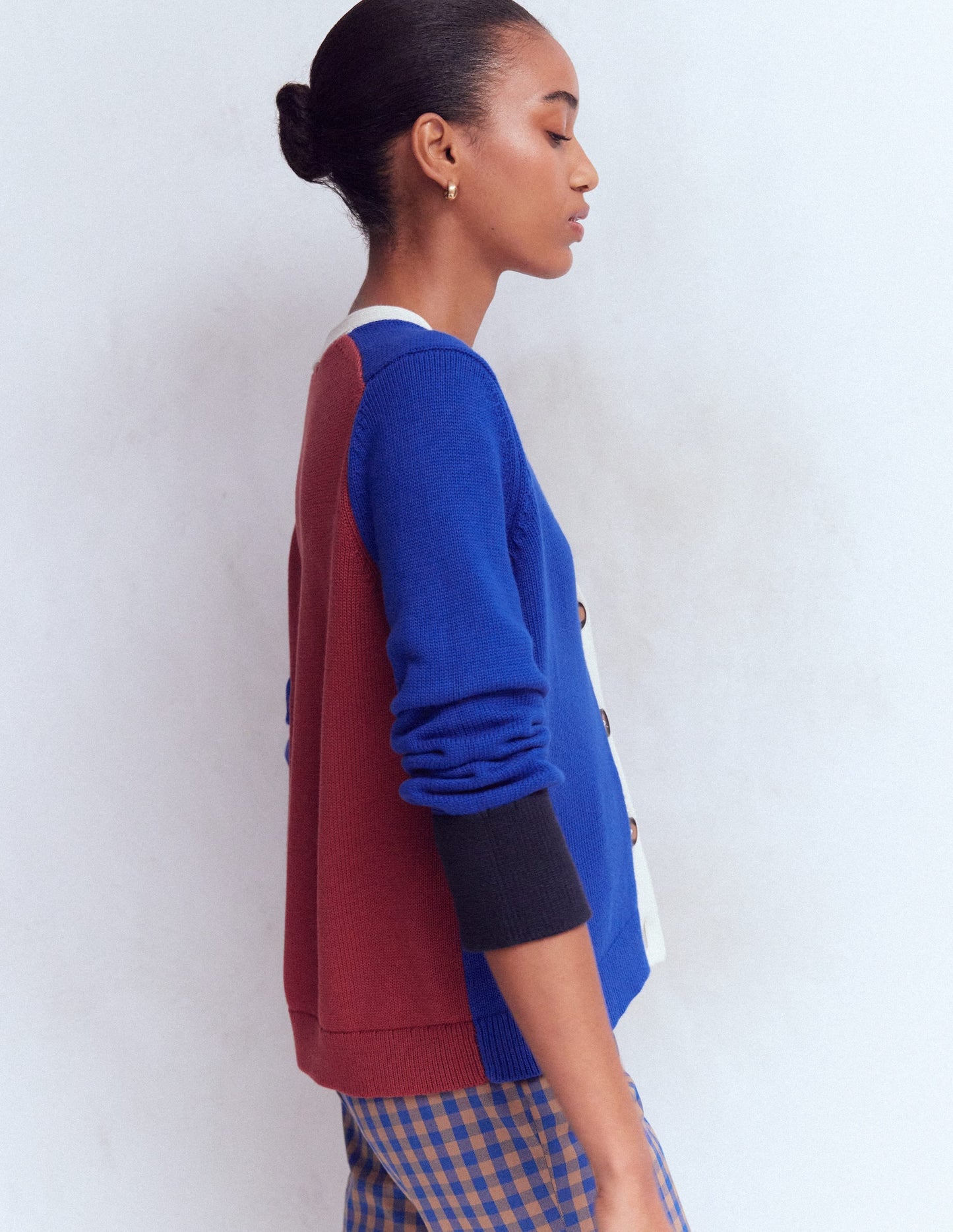 Lucy Relaxed Cotton Cardigan-Bright Blue, Colour Block