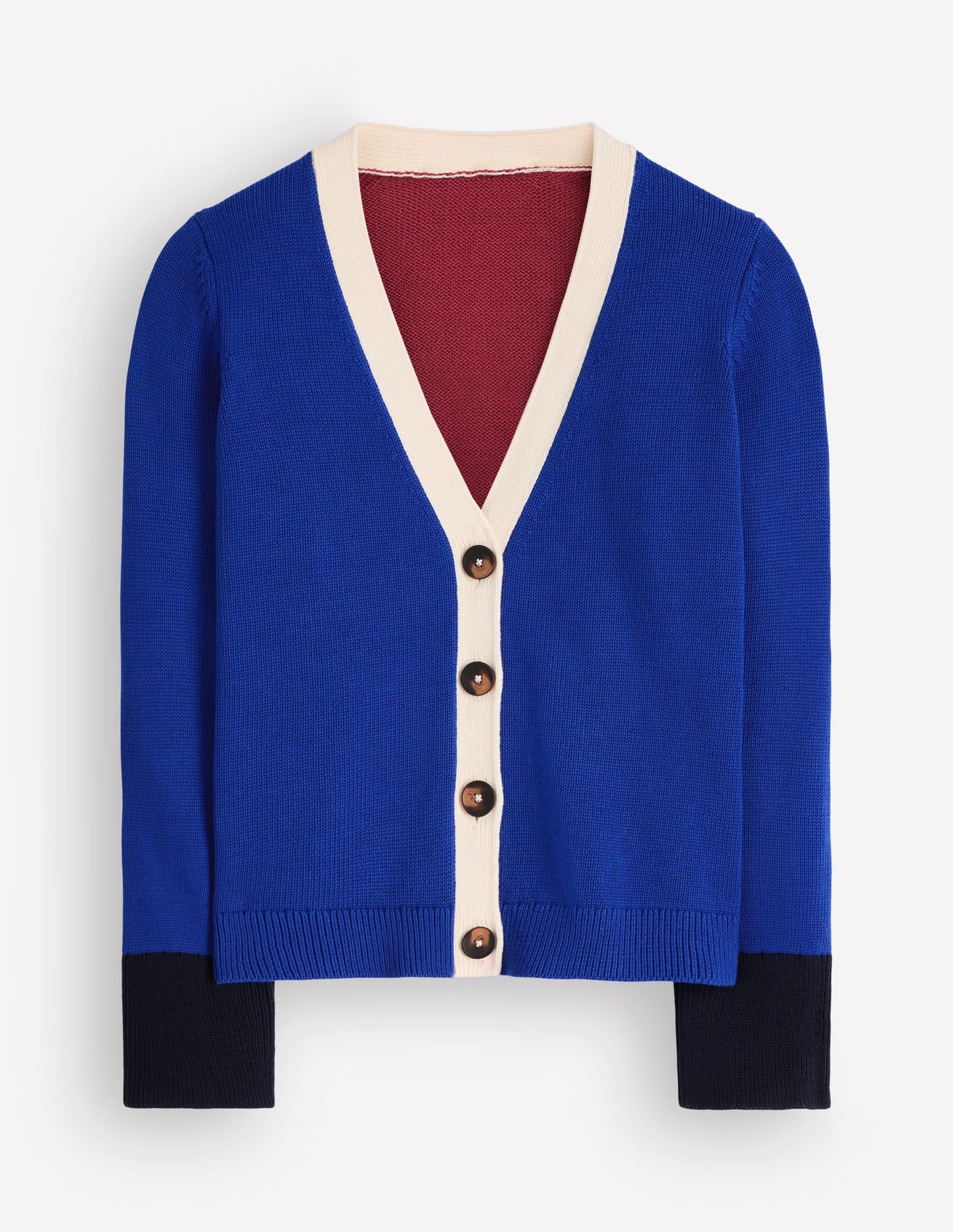 Lucy Relaxed Cotton Cardigan-Bright Blue, Colour Block