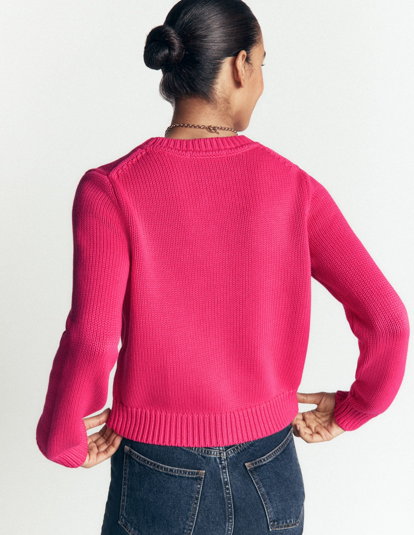 Lucy Chunky Cotton Jumper-Pink peacock