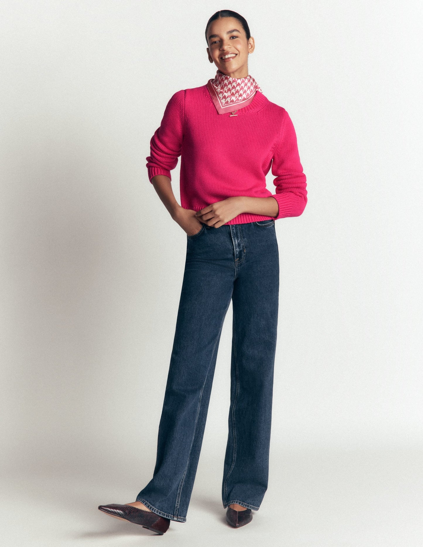 Lucy Chunky Cotton Jumper-Pink peacock