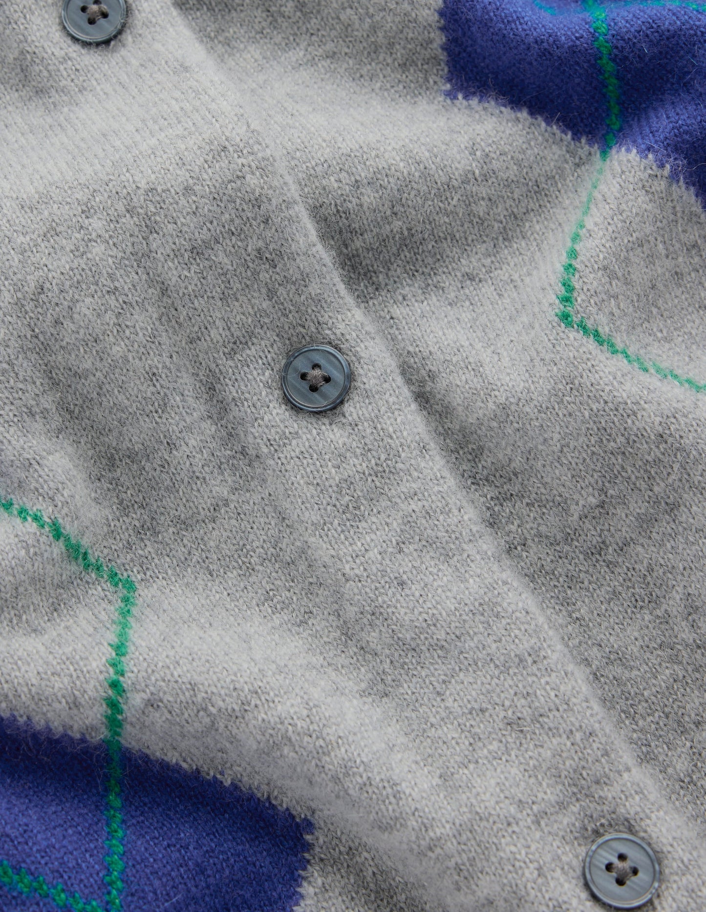 Elsie Cashmere Crew Cardigan-Grey Argyle