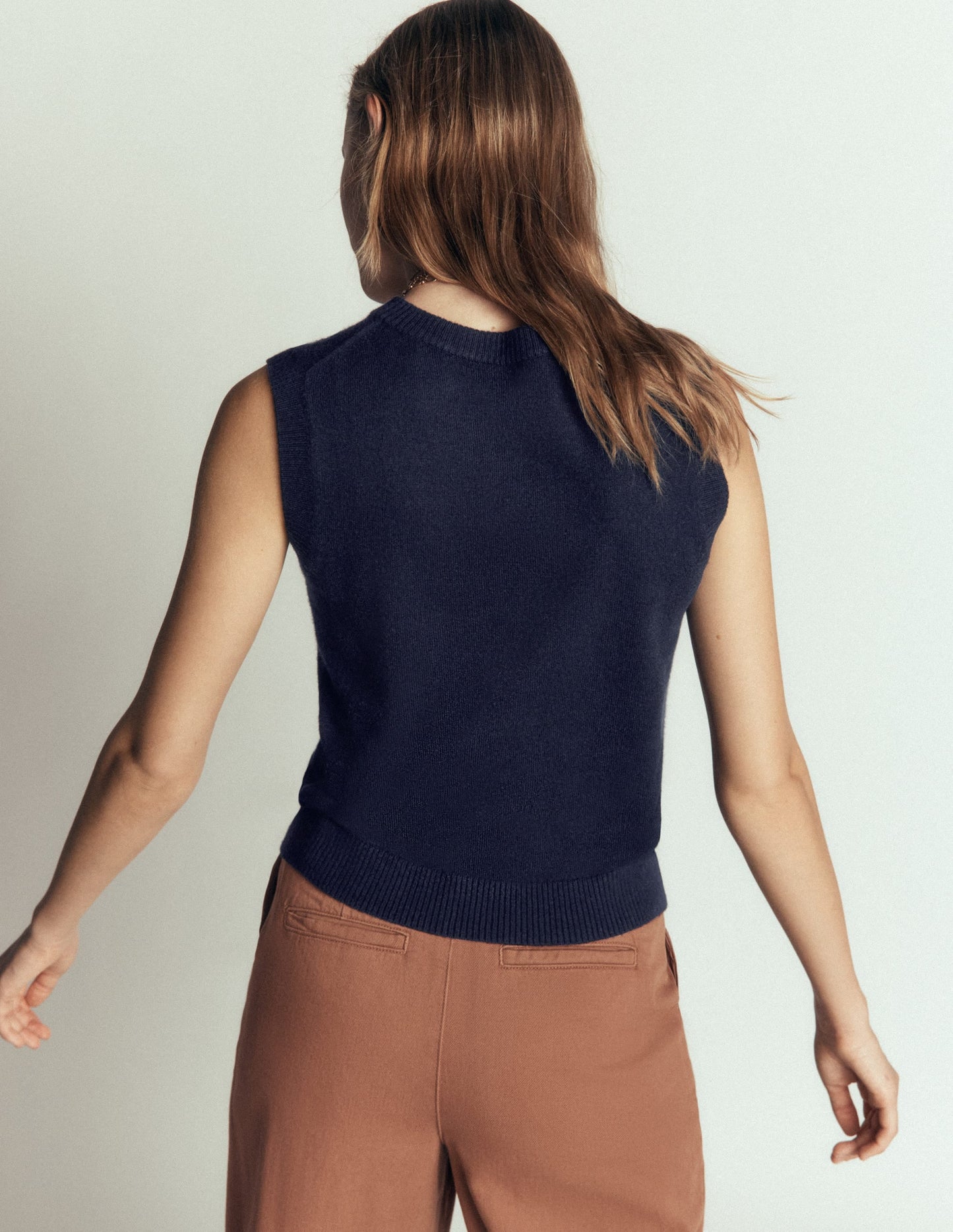 Elsie Cashmere Tank-Navy