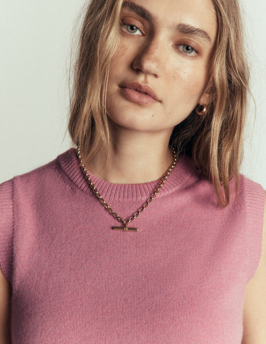 Elsie Cashmere Tank-Pink Heather
