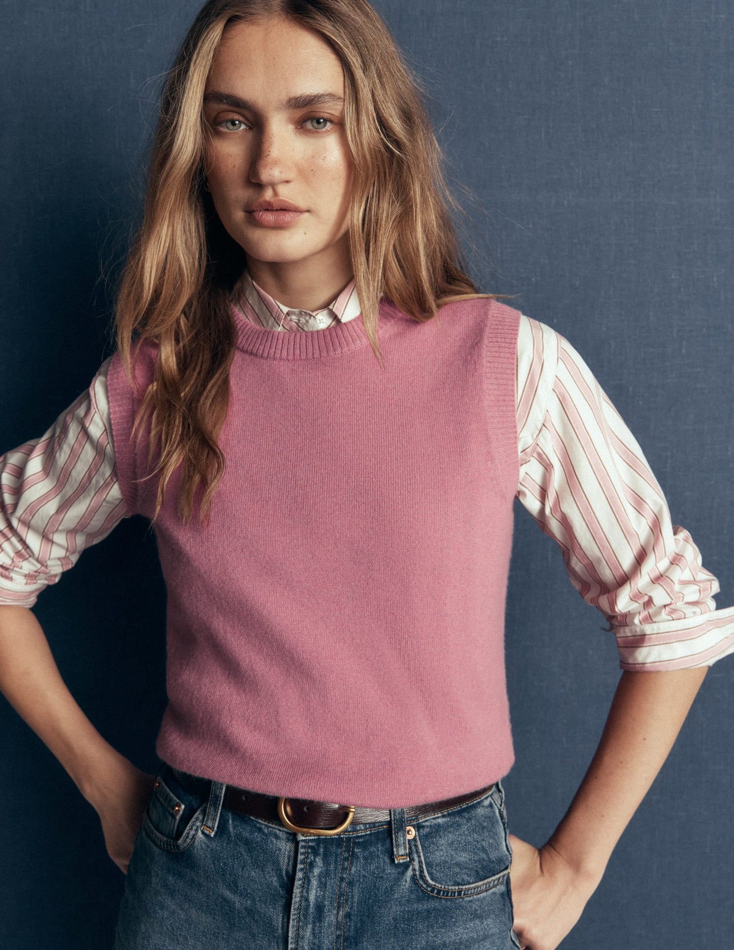 Elsie Cashmere Tank-Pink Heather