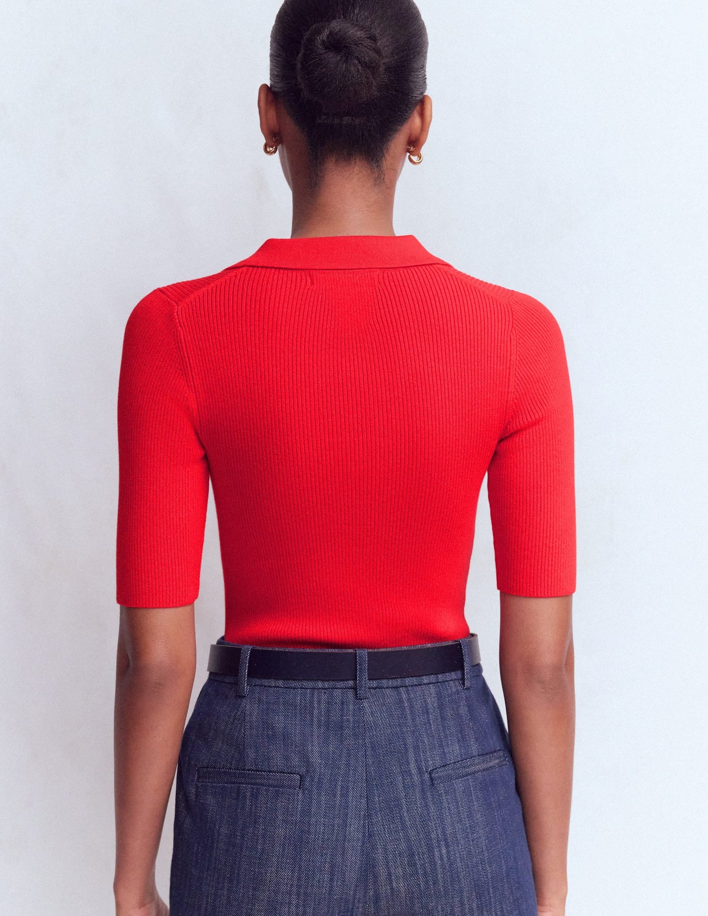 Rhianne Cotton Rib Jumper-Poppy Red