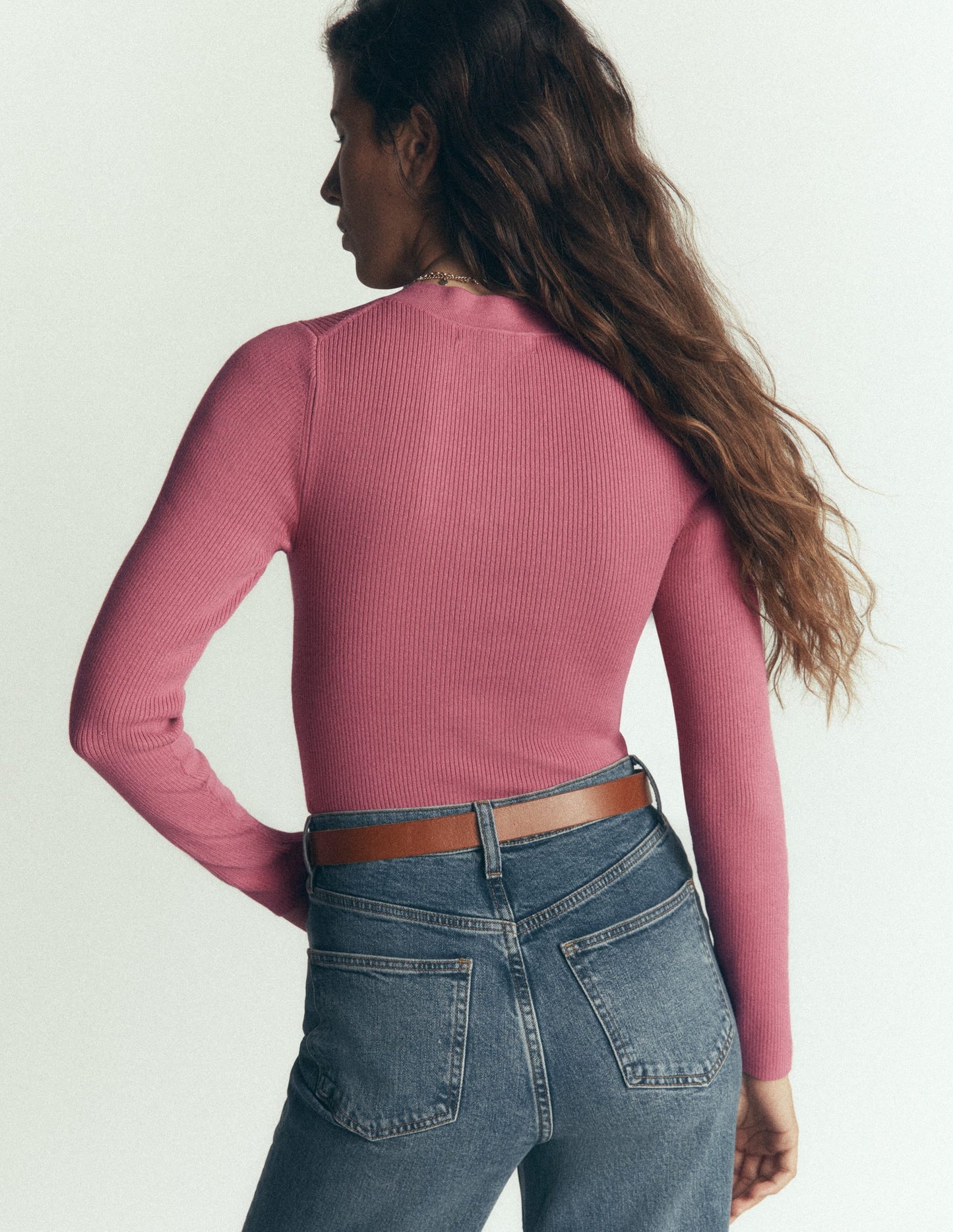 Rhianne Cotton Rib Cardigan-Piink Heather