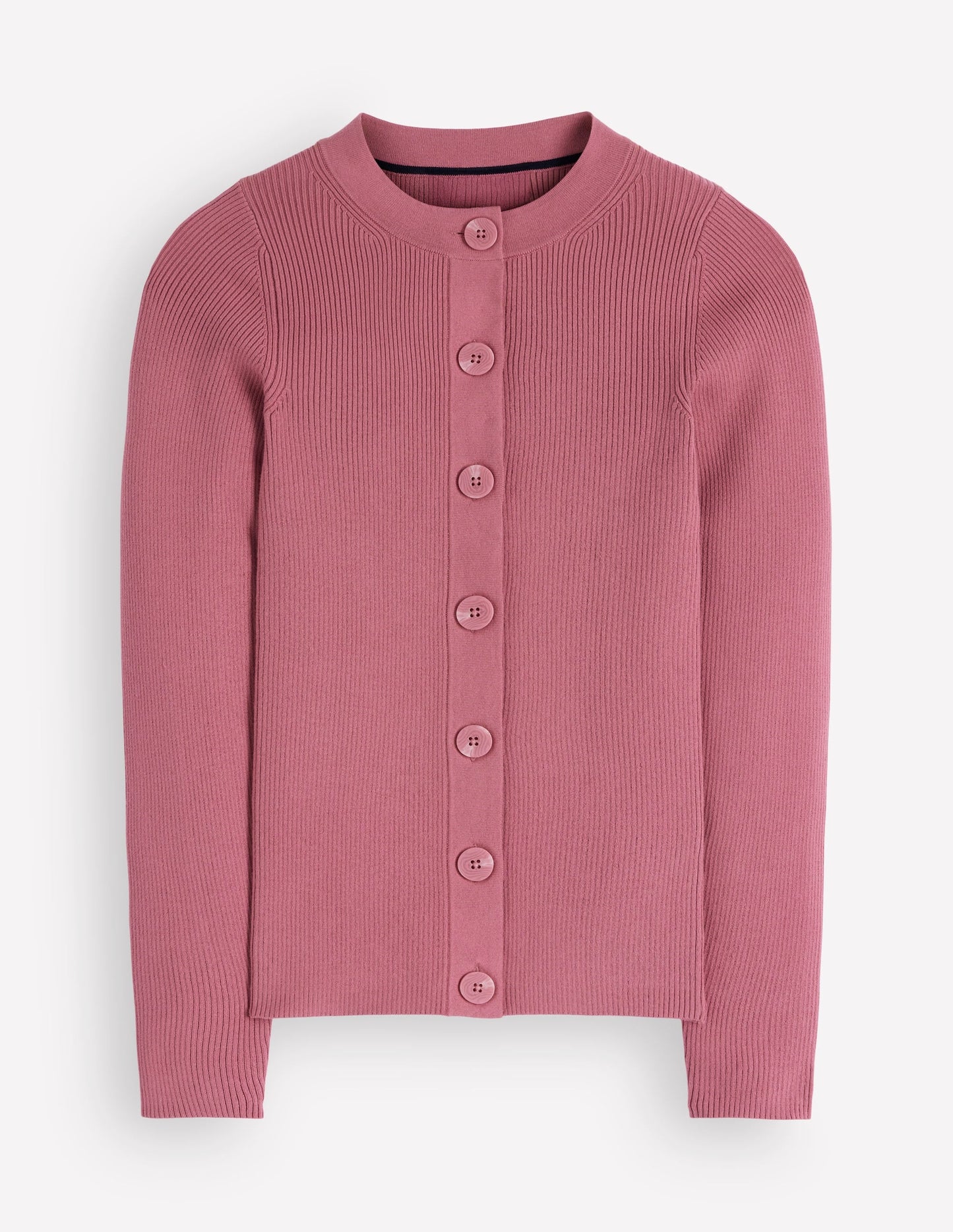 Rhianne Cotton Rib Cardigan-Piink Heather