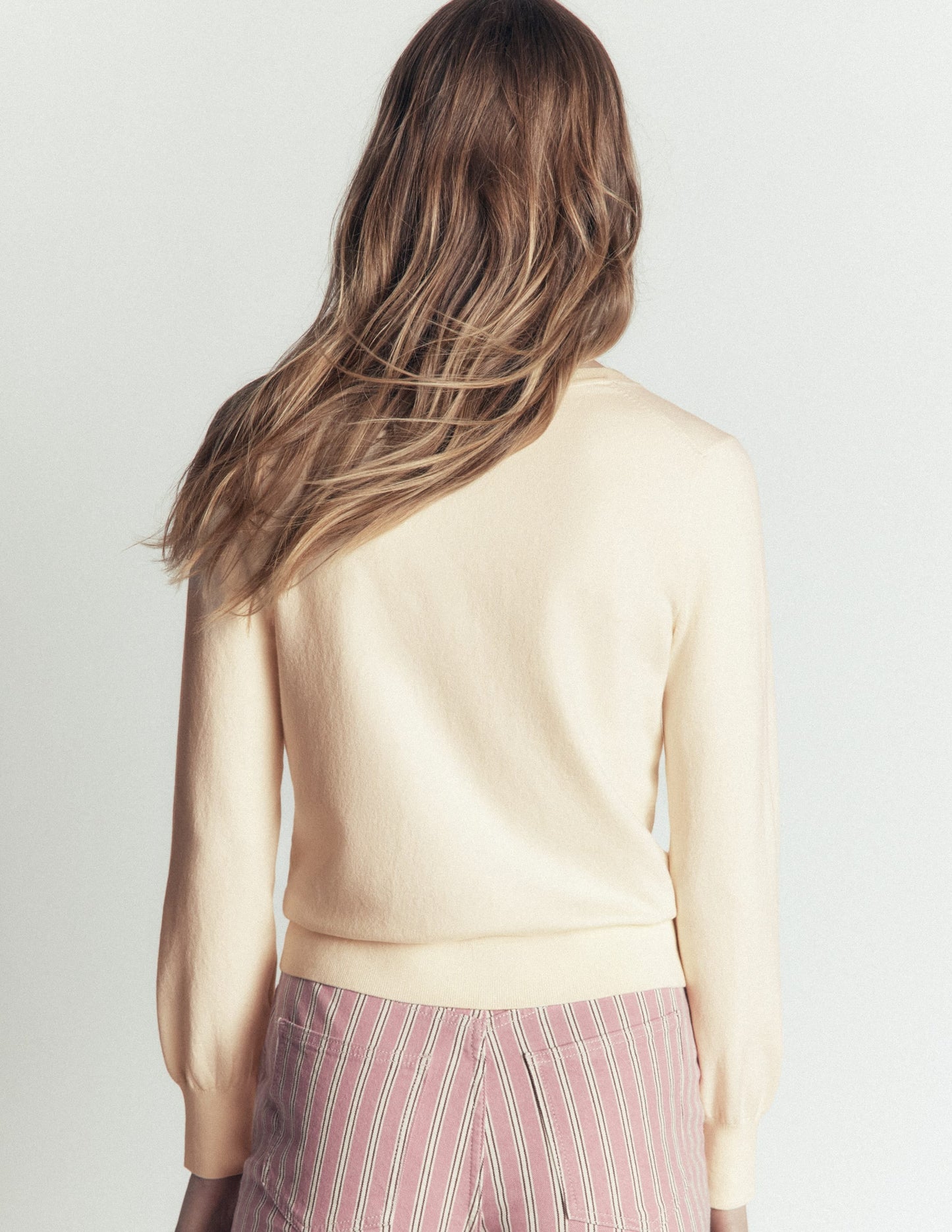 Camilla Cotton Crew Cardigan-Ivory