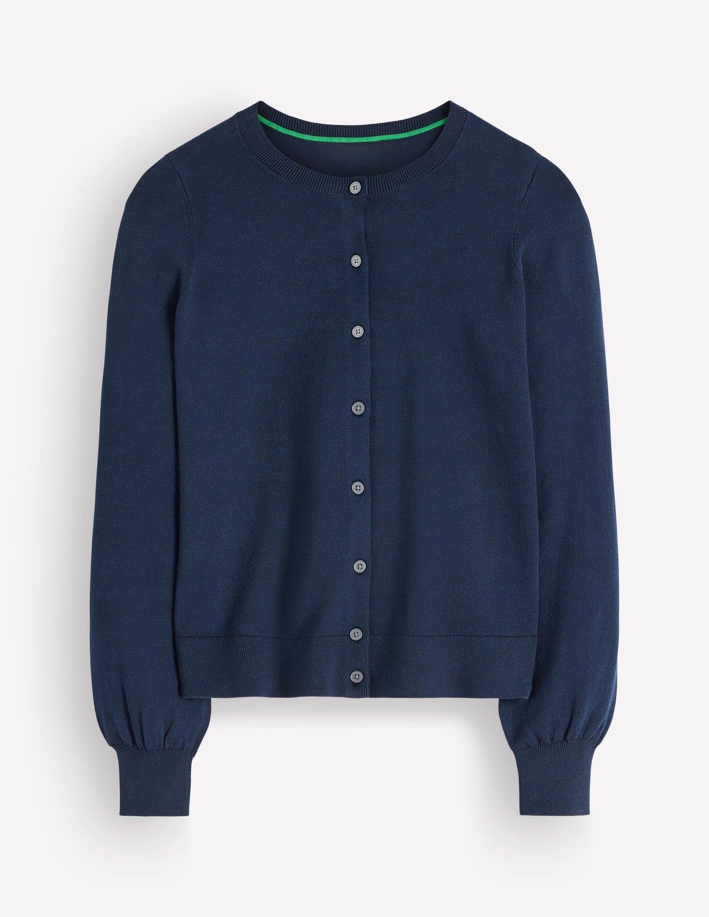 Camilla Cotton Crew Cardigan-Navy