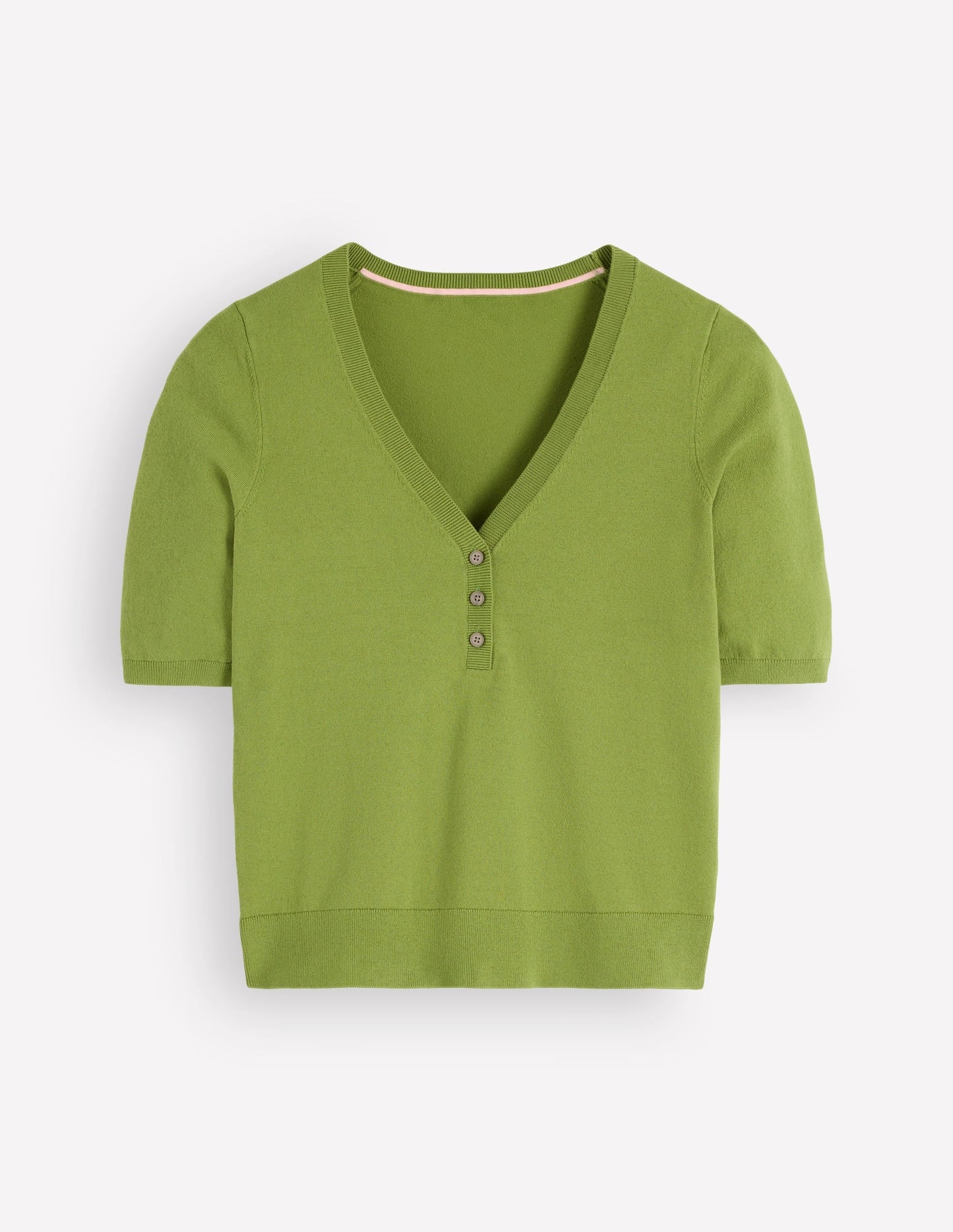 Camilla Cotton V-neck T-shirt-Laurel Green