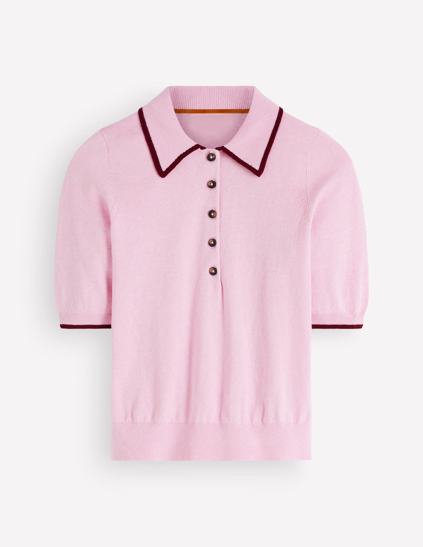 Collared Knitted T-shirt-Sheer Pink
