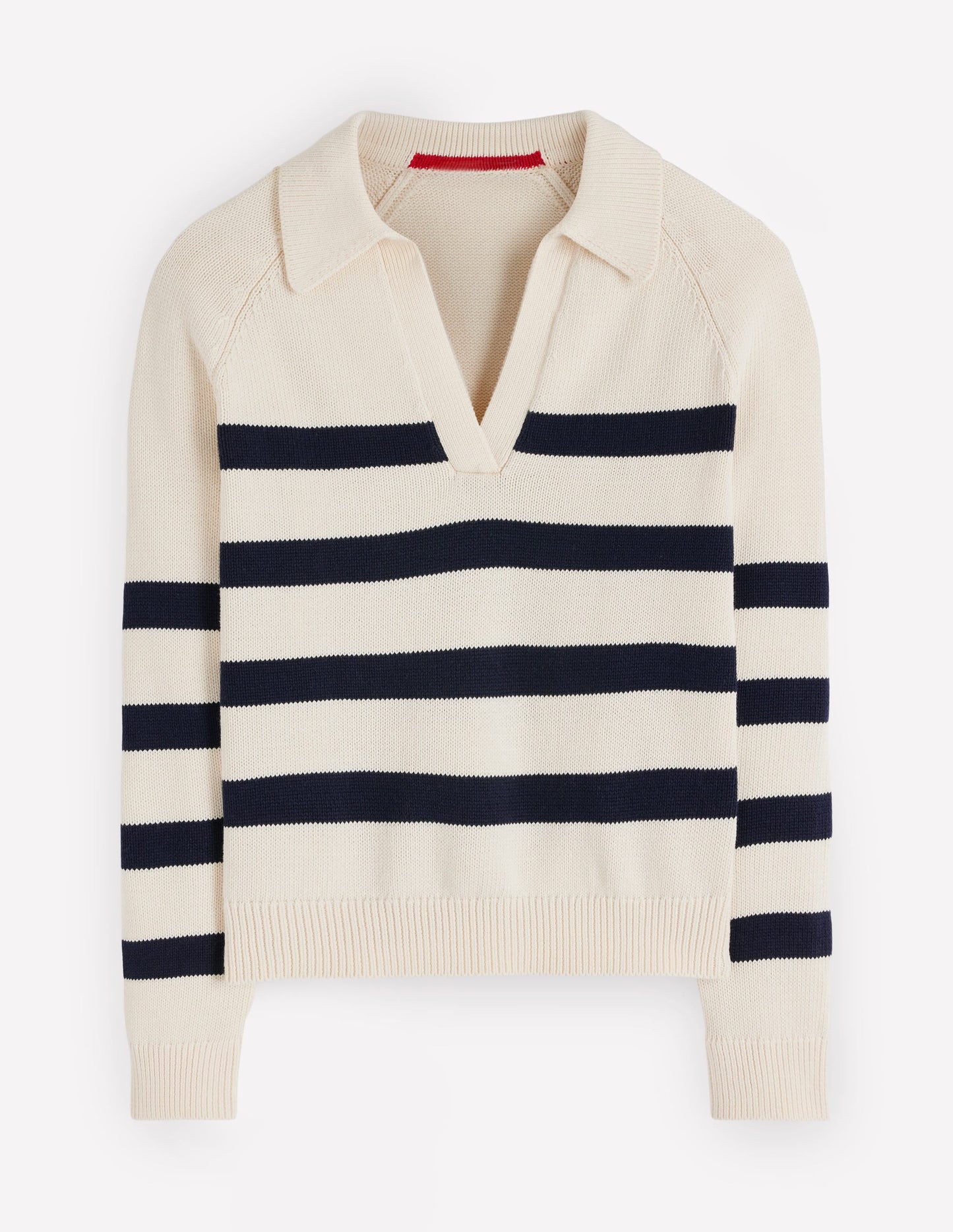 Lucy Cotton Henley Jumper-Ivory, Navy Stripe