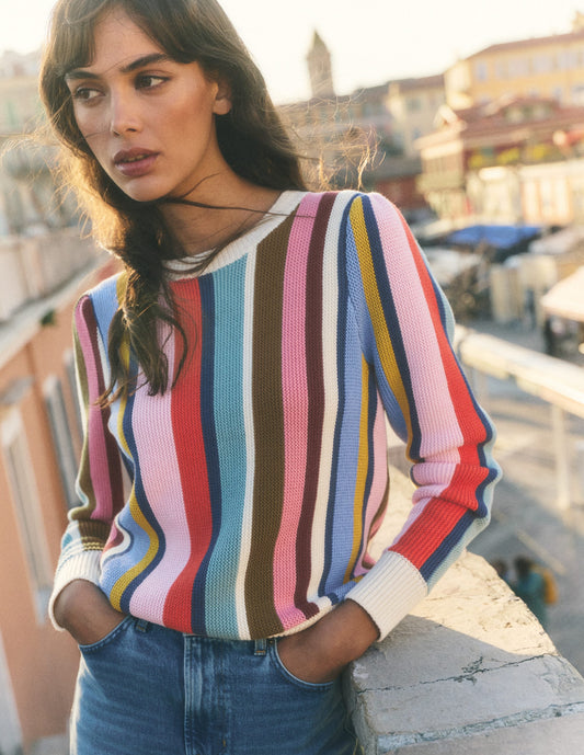 Textured Stitch Jumper-Multi Stripe