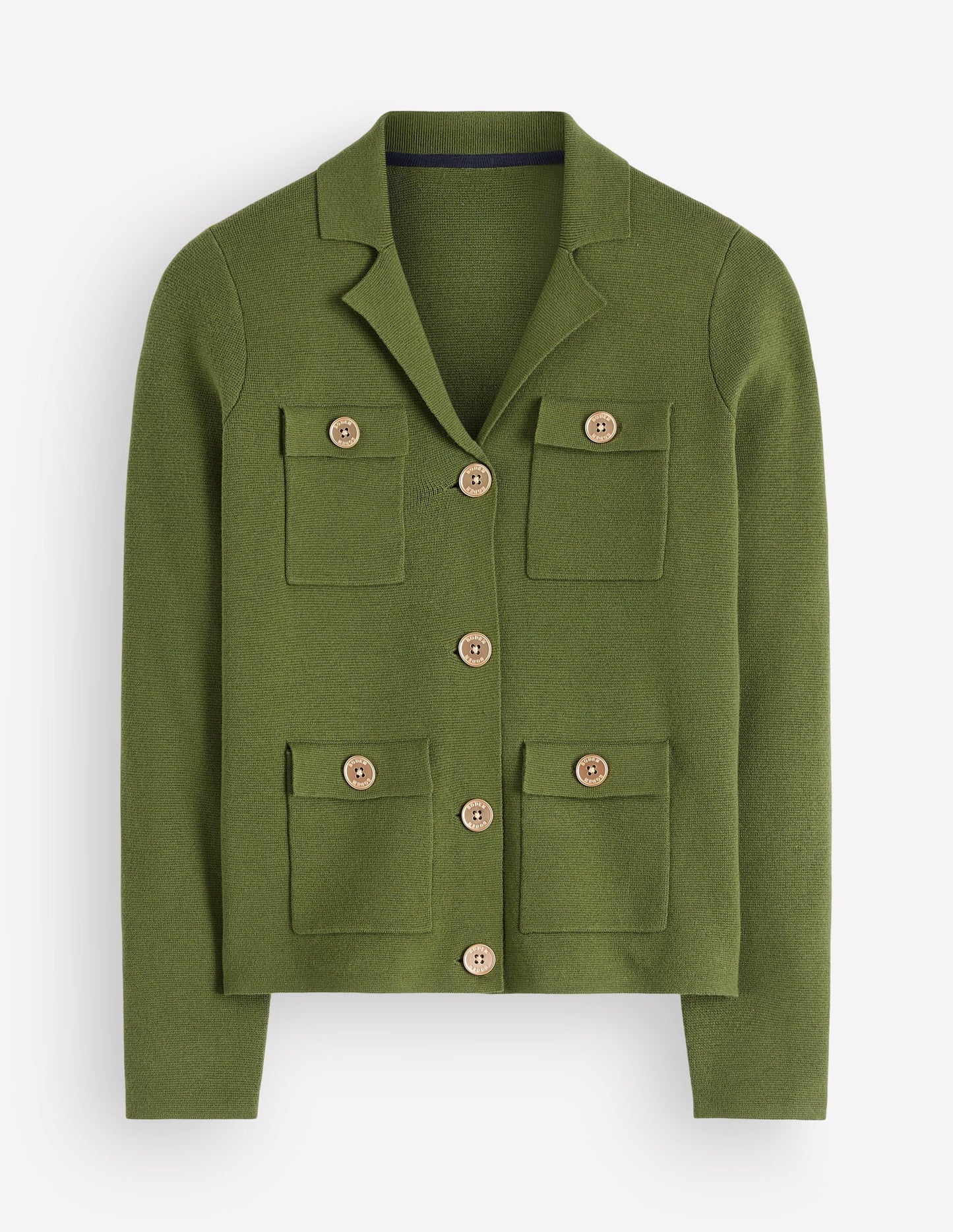Phoebe Collared Knitted Jacket-Forest Green