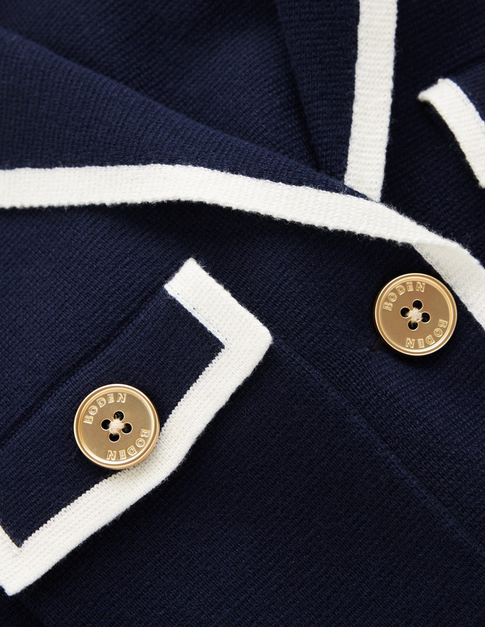Phoebe Collared Knitted Jacket-Navy