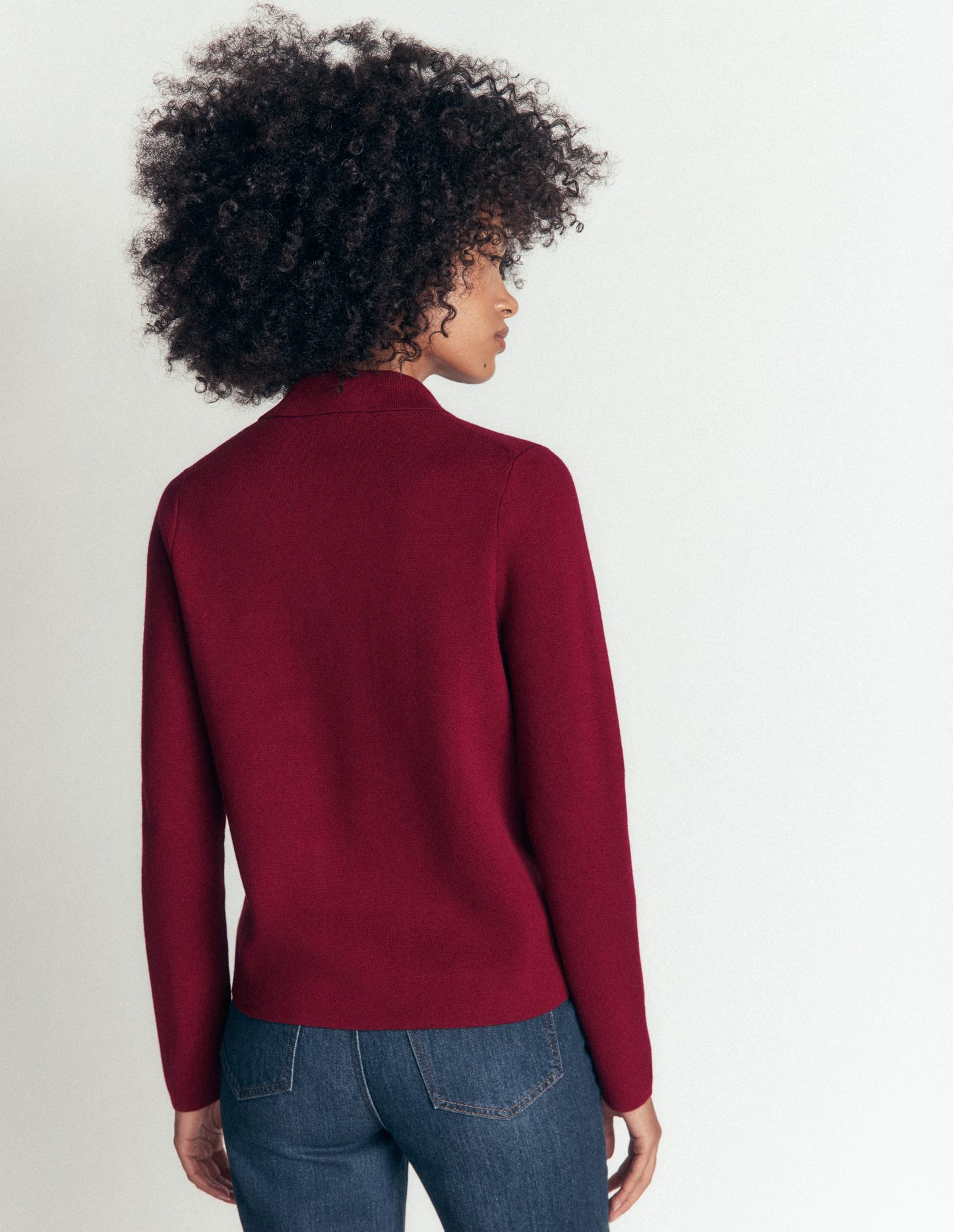 Phoebe Collared Knitted Jacket-Merlot