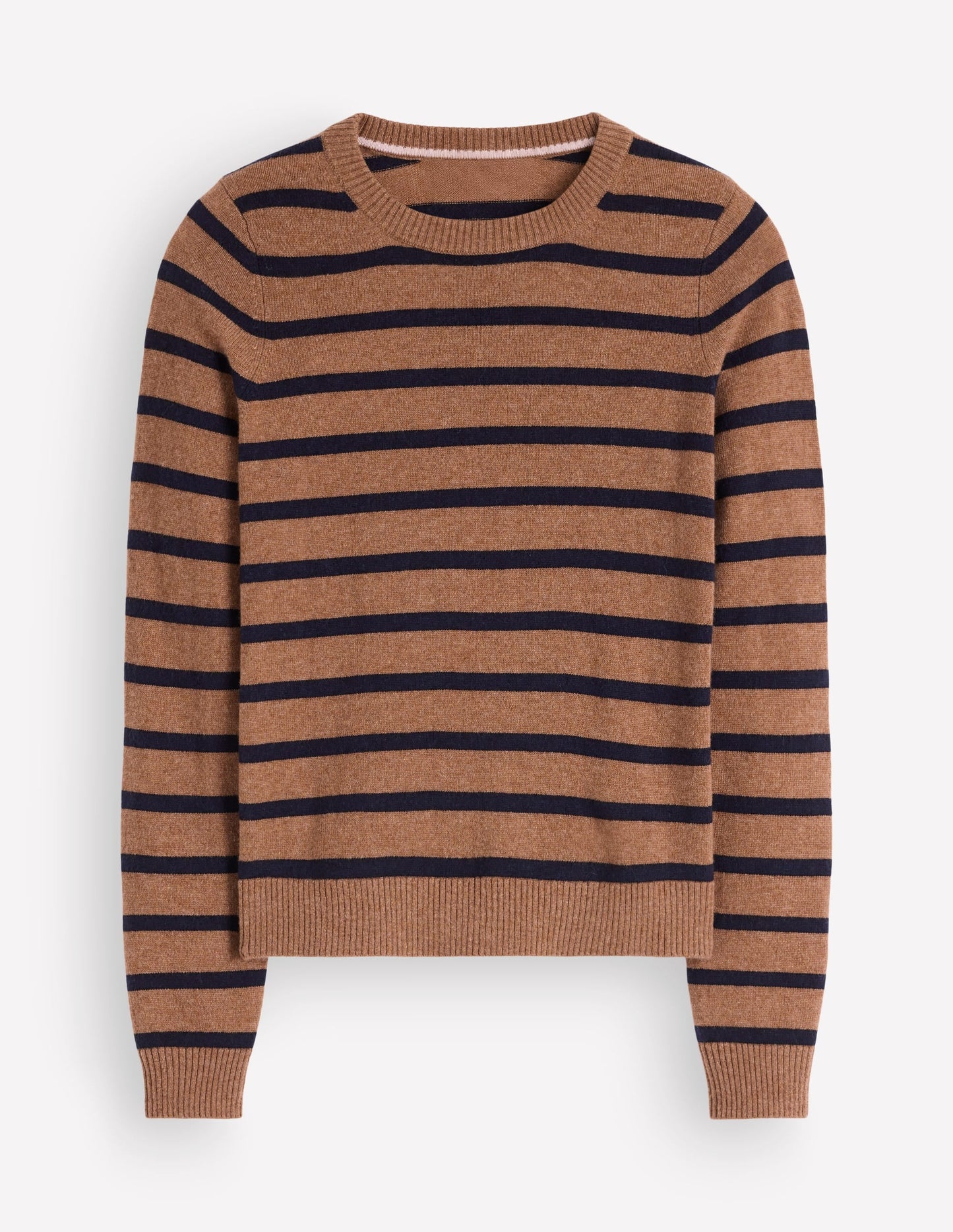 Elsie Cashmere Crew Jumper-Warm Ginger, Stripe
