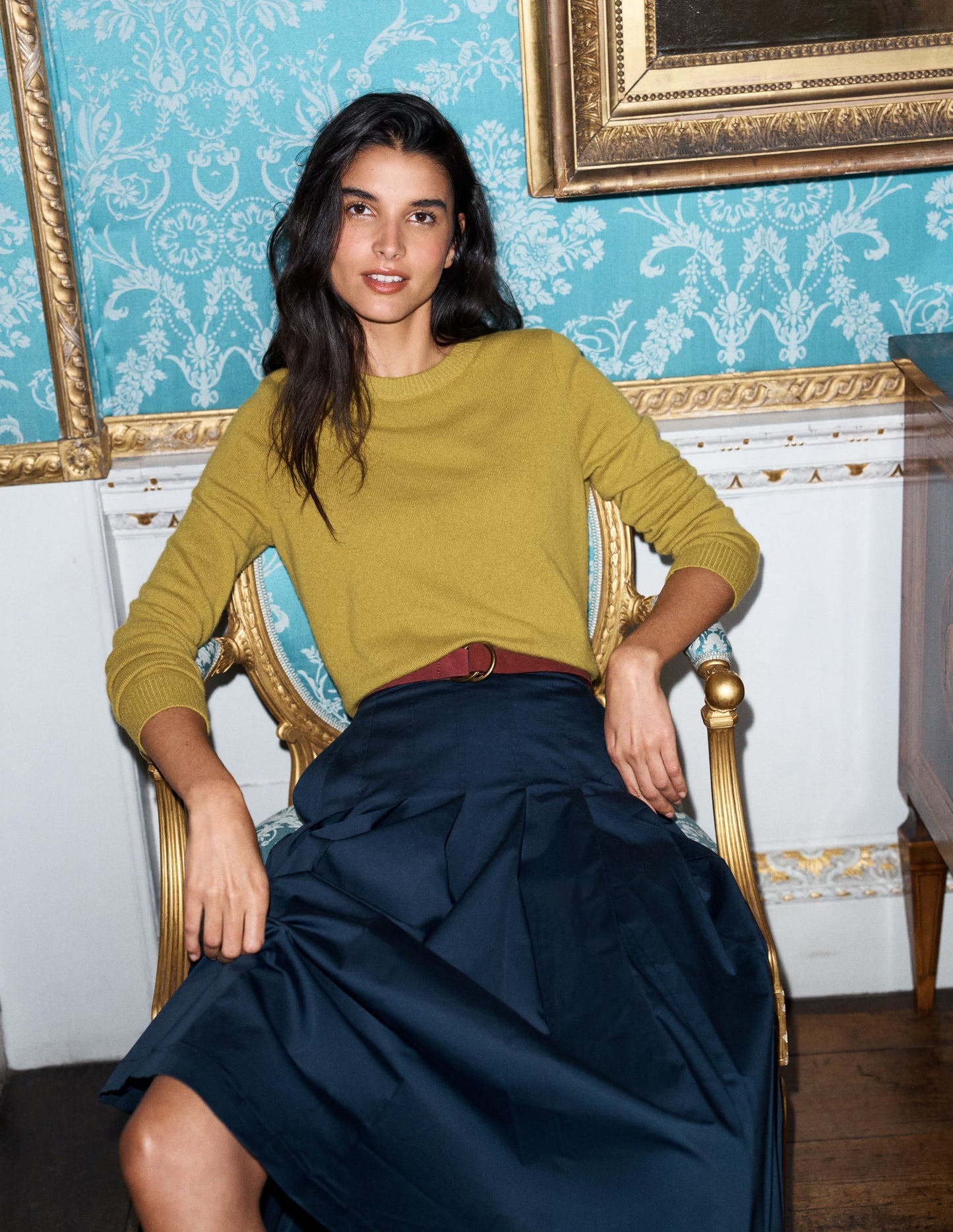 Elsie Cashmere Crew Jumper-Spiced Yellow