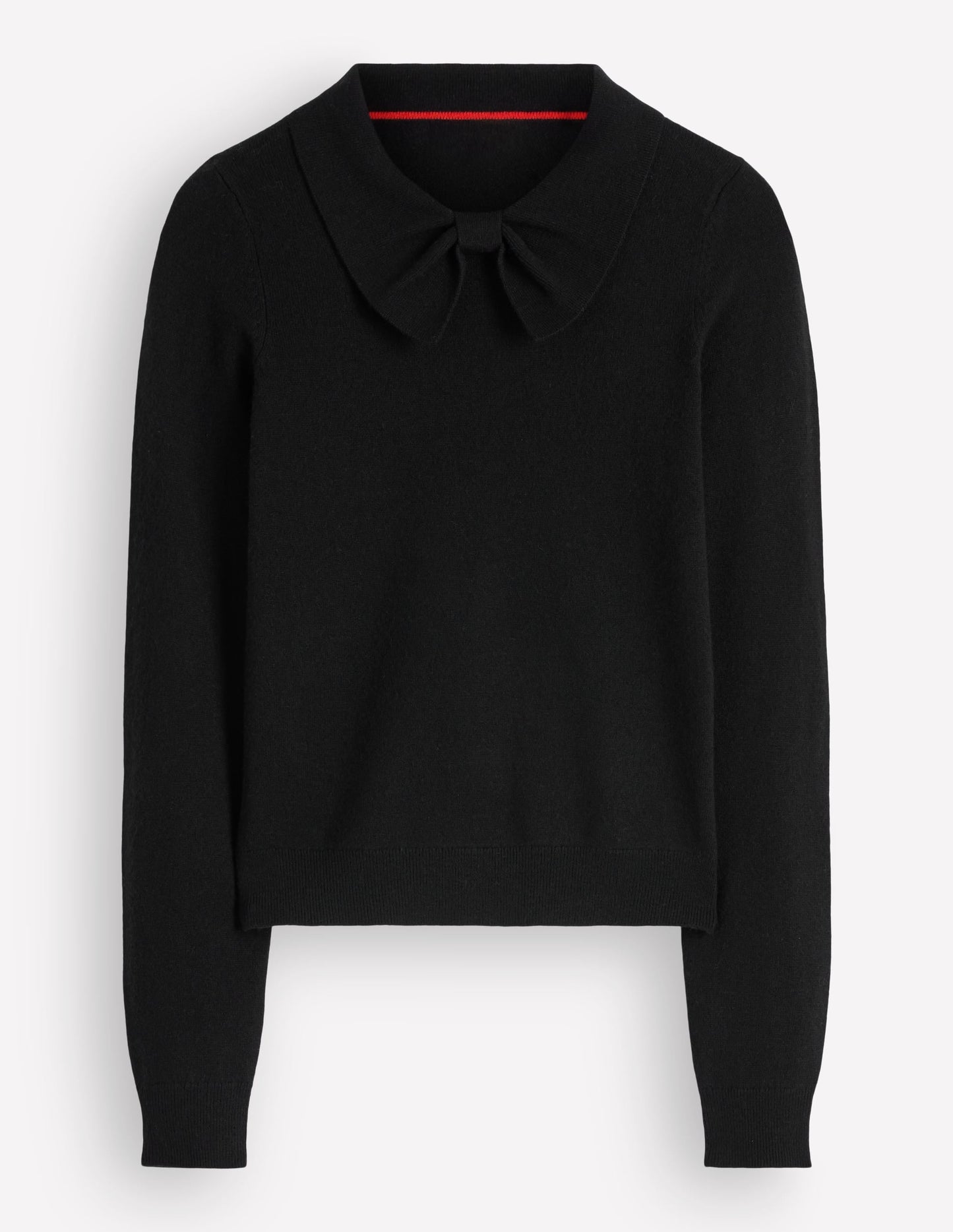Bow Neck Knitted Jumper-Black