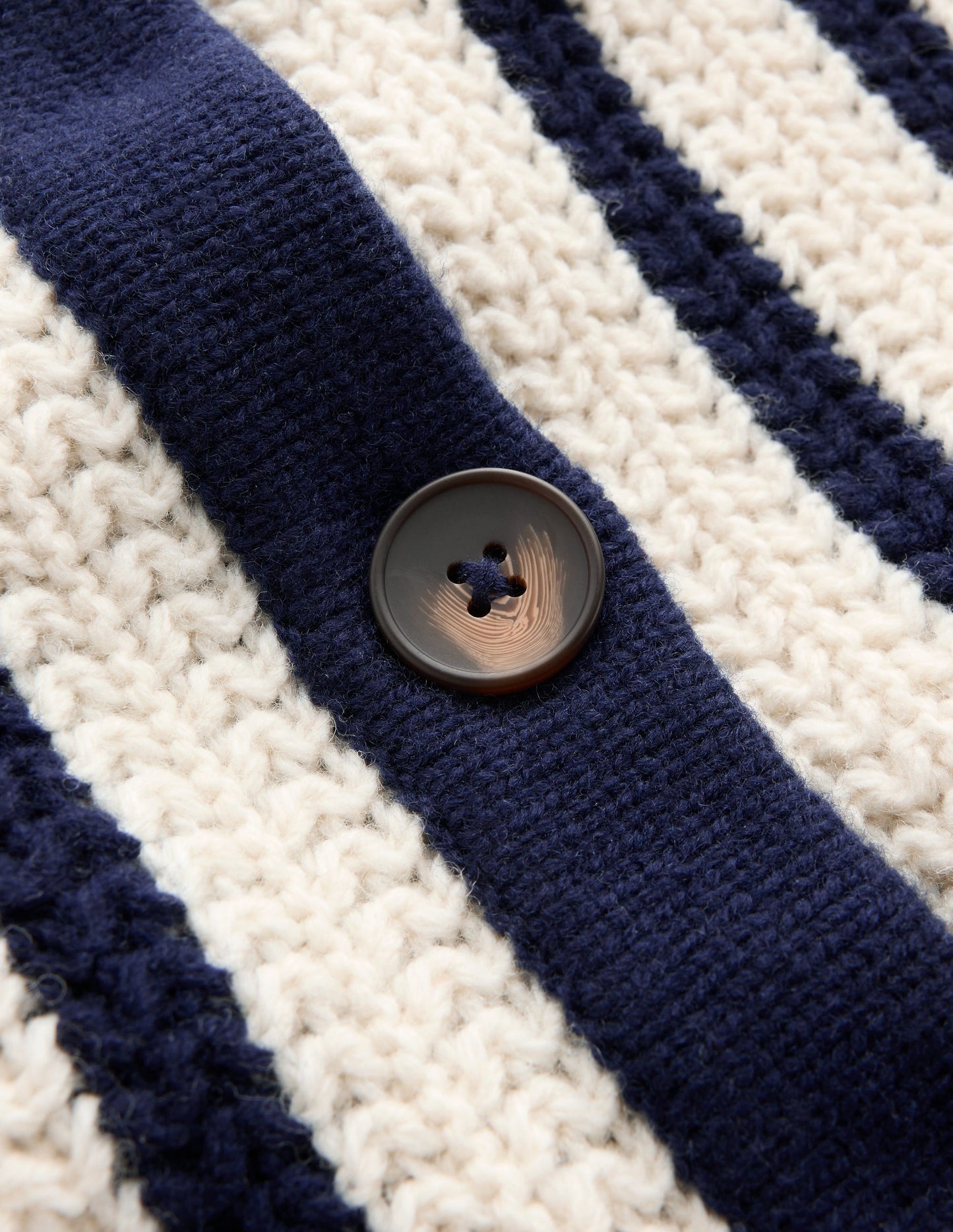 Longline Knitted Coatigan-Ivory, Navy Stripe