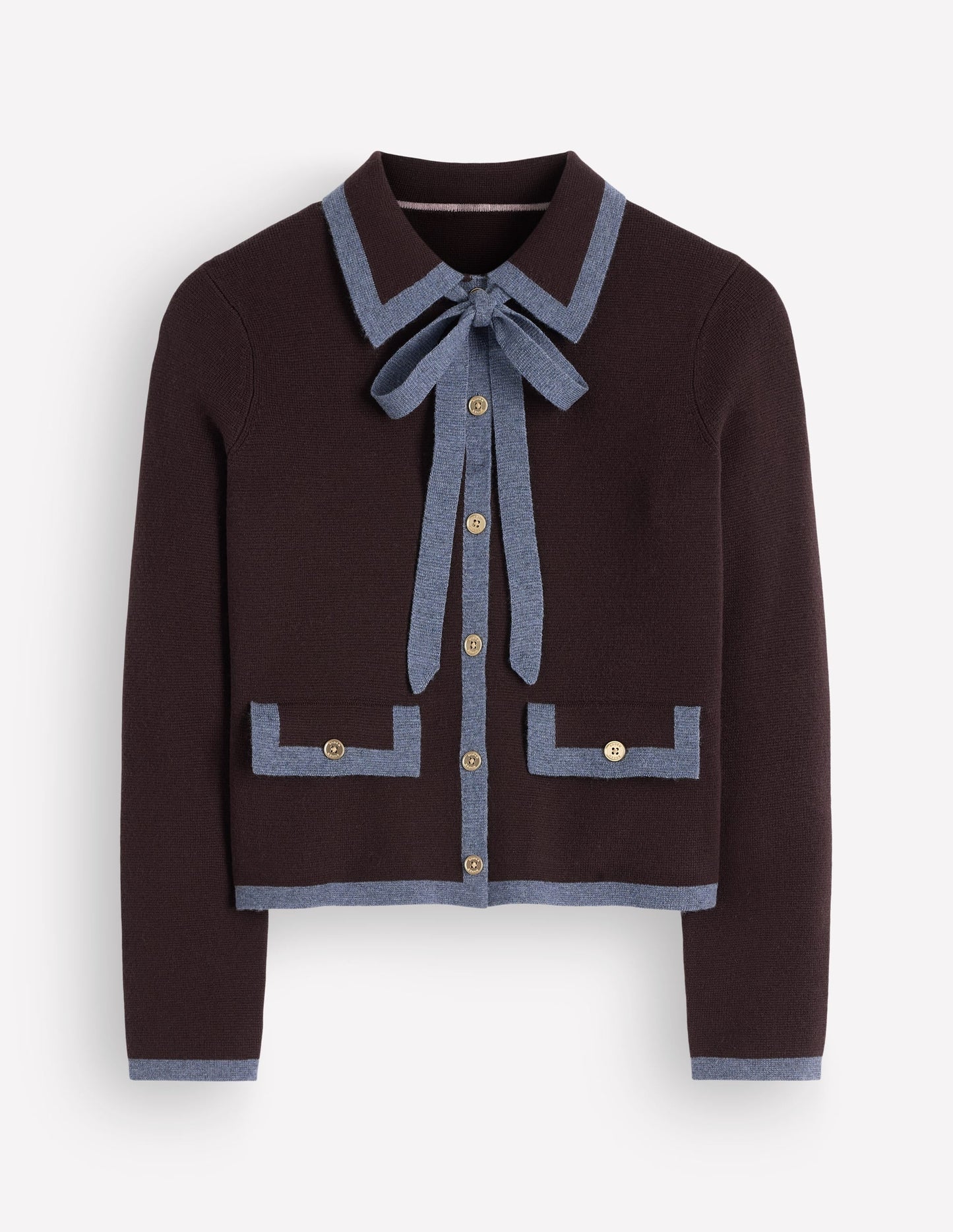 Elizabeth Bow Knitted Jacket-Bitter Chocolate
