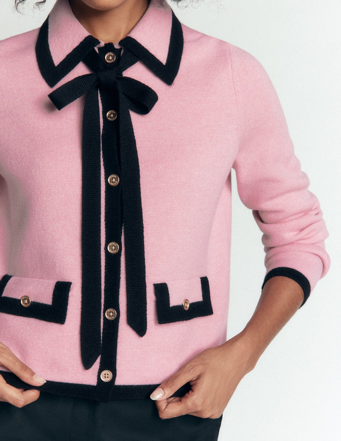 Elizabeth Bow Knitted Jacket-Spring Blossom Pink