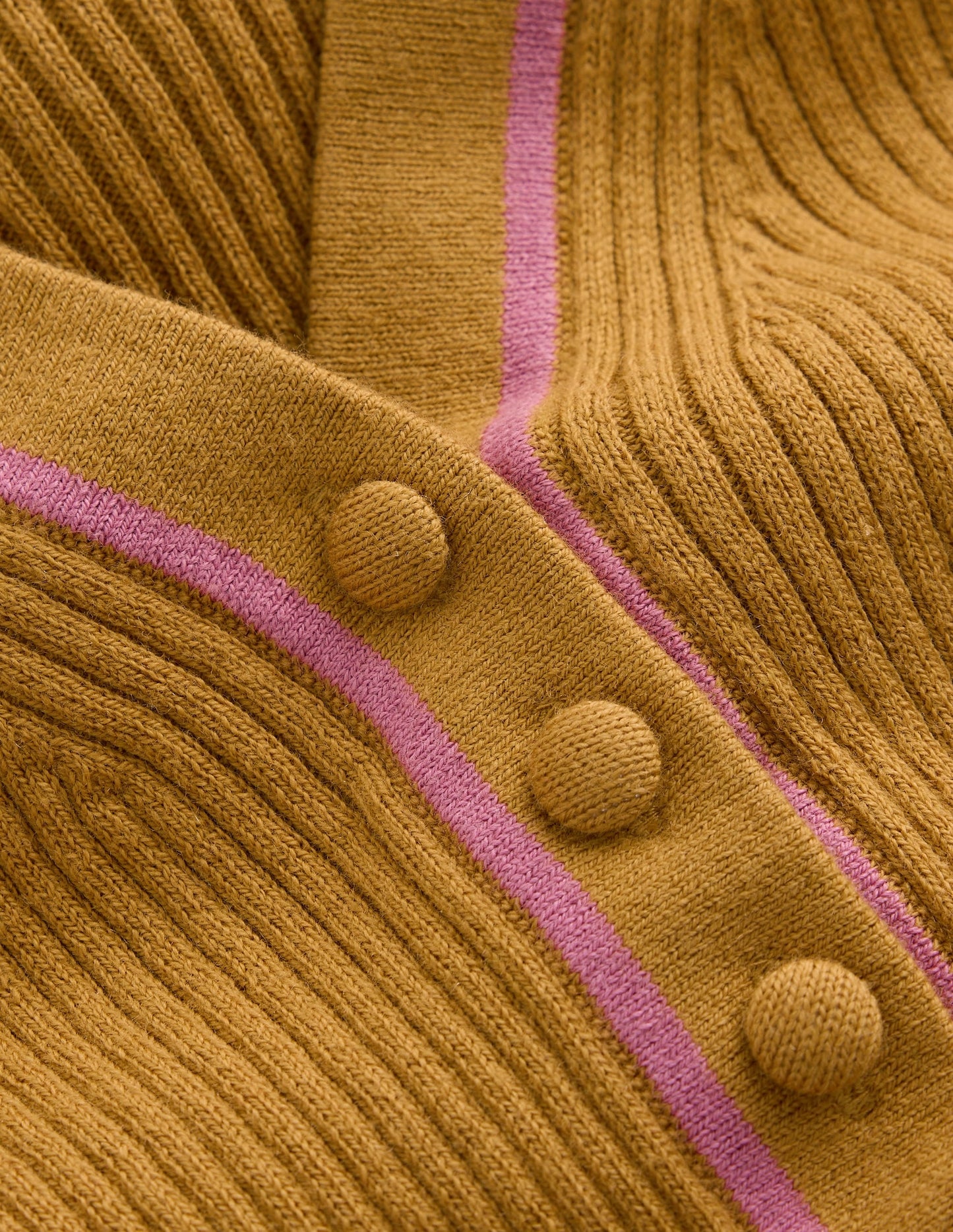 Paula Ribbed V Neck Jumper-Gold Wheat