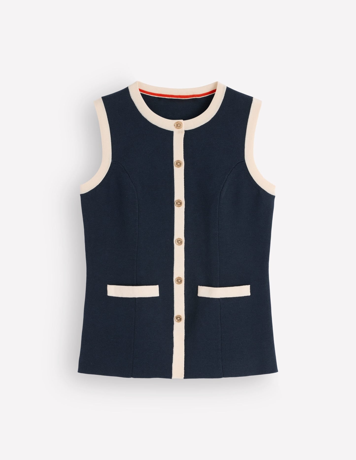 Crew Milano Knit Waistcoat-Navy