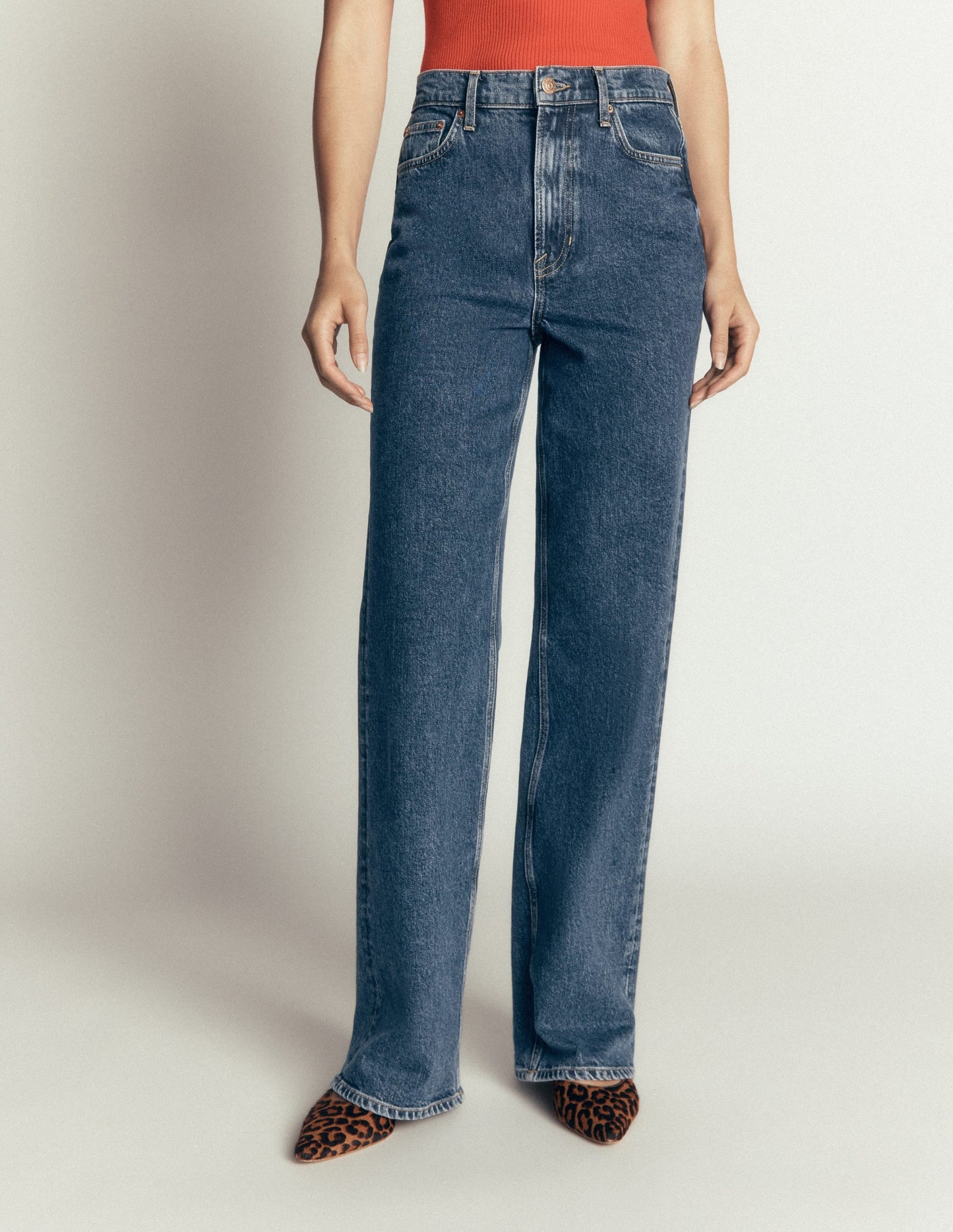 High Rise Column Leg Jeans-Dark Vintage