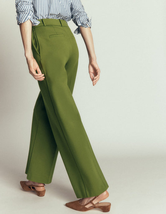 Belgravia Ponte Trousers-Forest Green