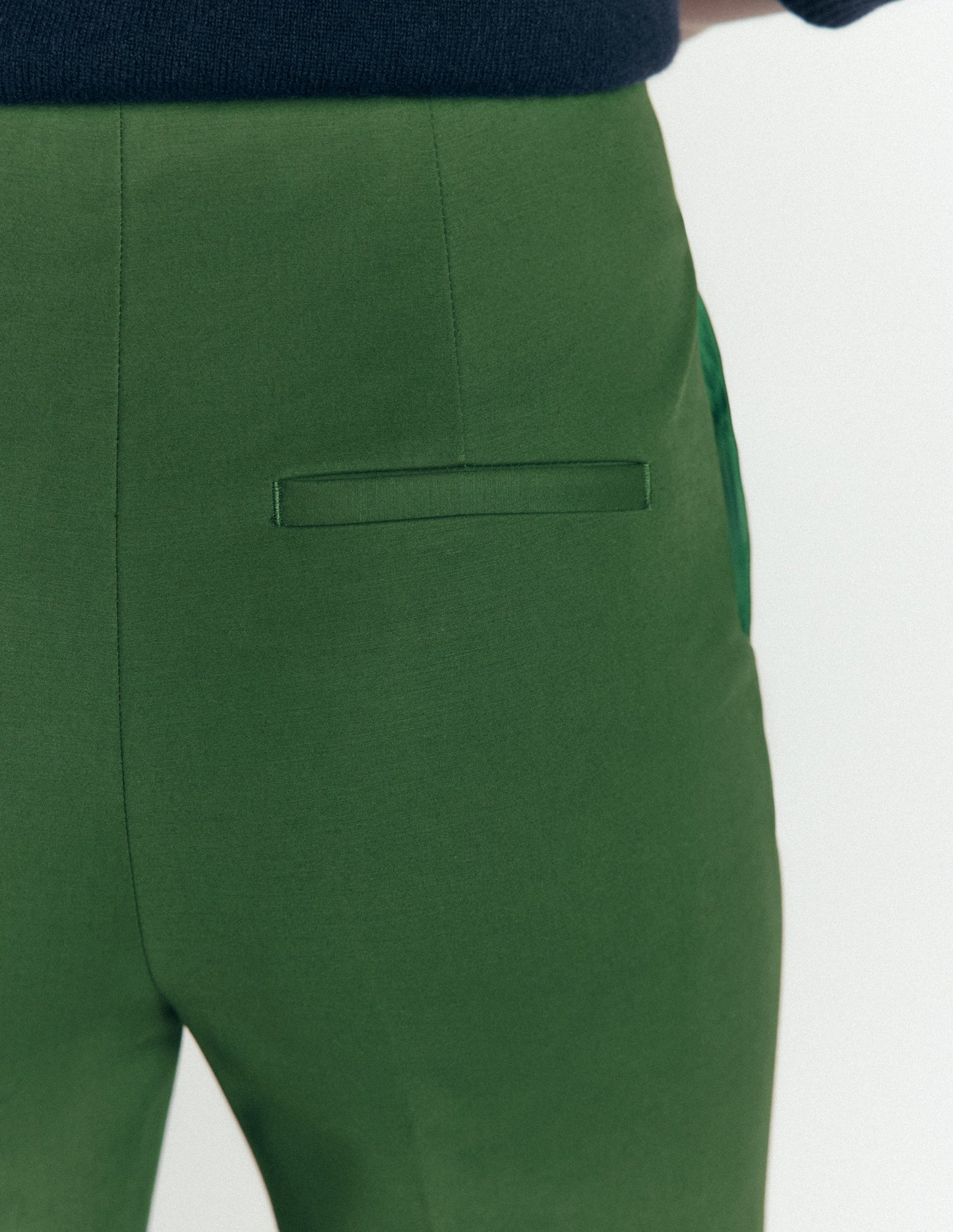 Slim Leg Cotton Trousers-Hunter Green
